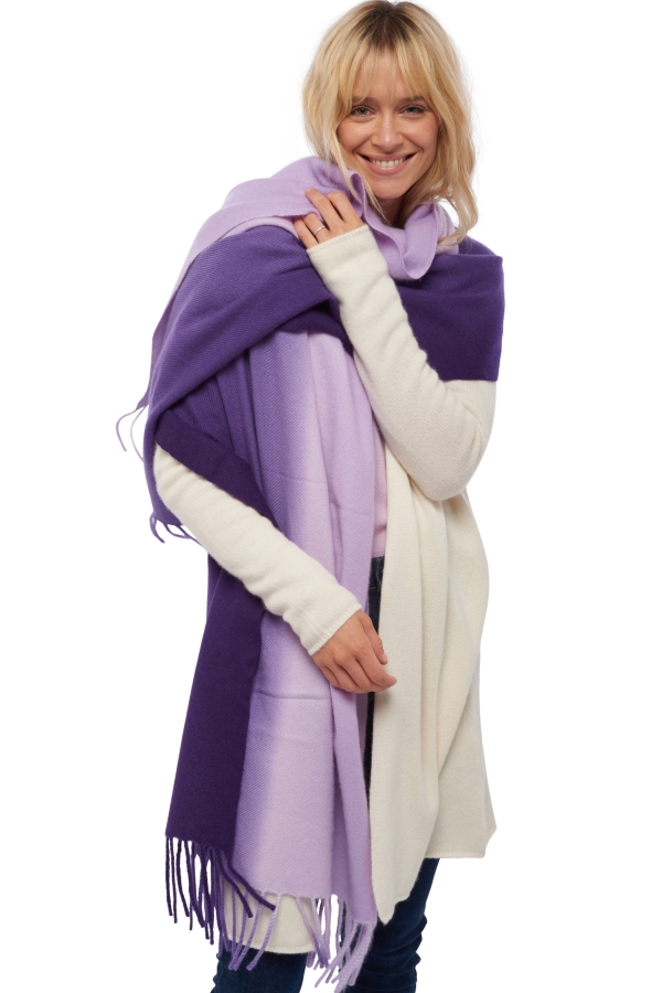 Cashmere accessories shawls vaasa deep purple lilas 200 x 70 cm