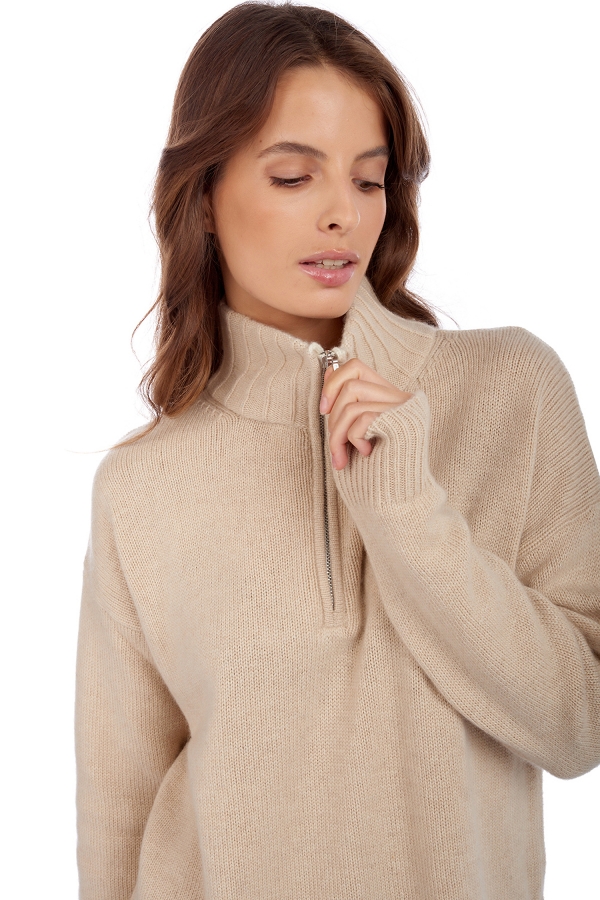Cashmere ladies chunky sweater alizette natural beige 3xl