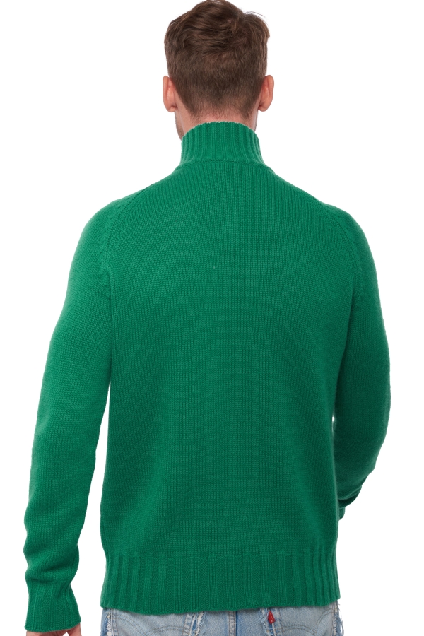Cashmere men chunky sweater olivier evergreen flanelle chine 4xl