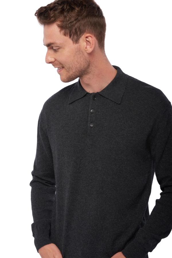 Cashmere men polo style sweaters alexandre charcoal marl s
