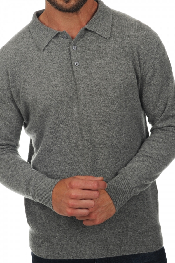 Cashmere men polo style sweaters alexandre grey marl 3xl