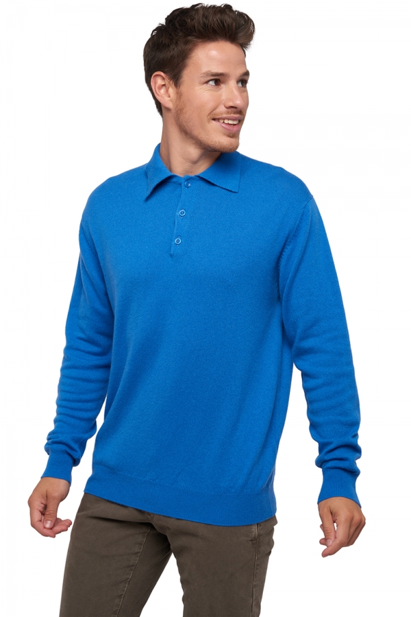 Cashmere men polo style sweaters alexandre tetbury blue 2xl