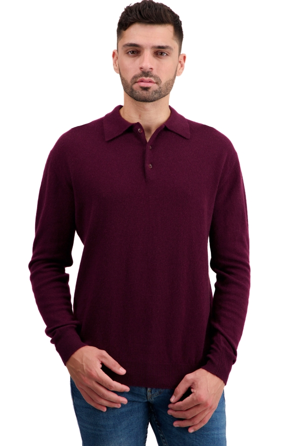 Cashmere men polo style sweaters tarn first bordeaux xl