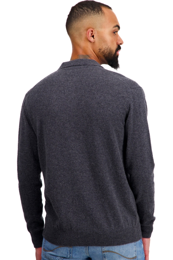 Cashmere men polo style sweaters tarn first charcoal marl xl