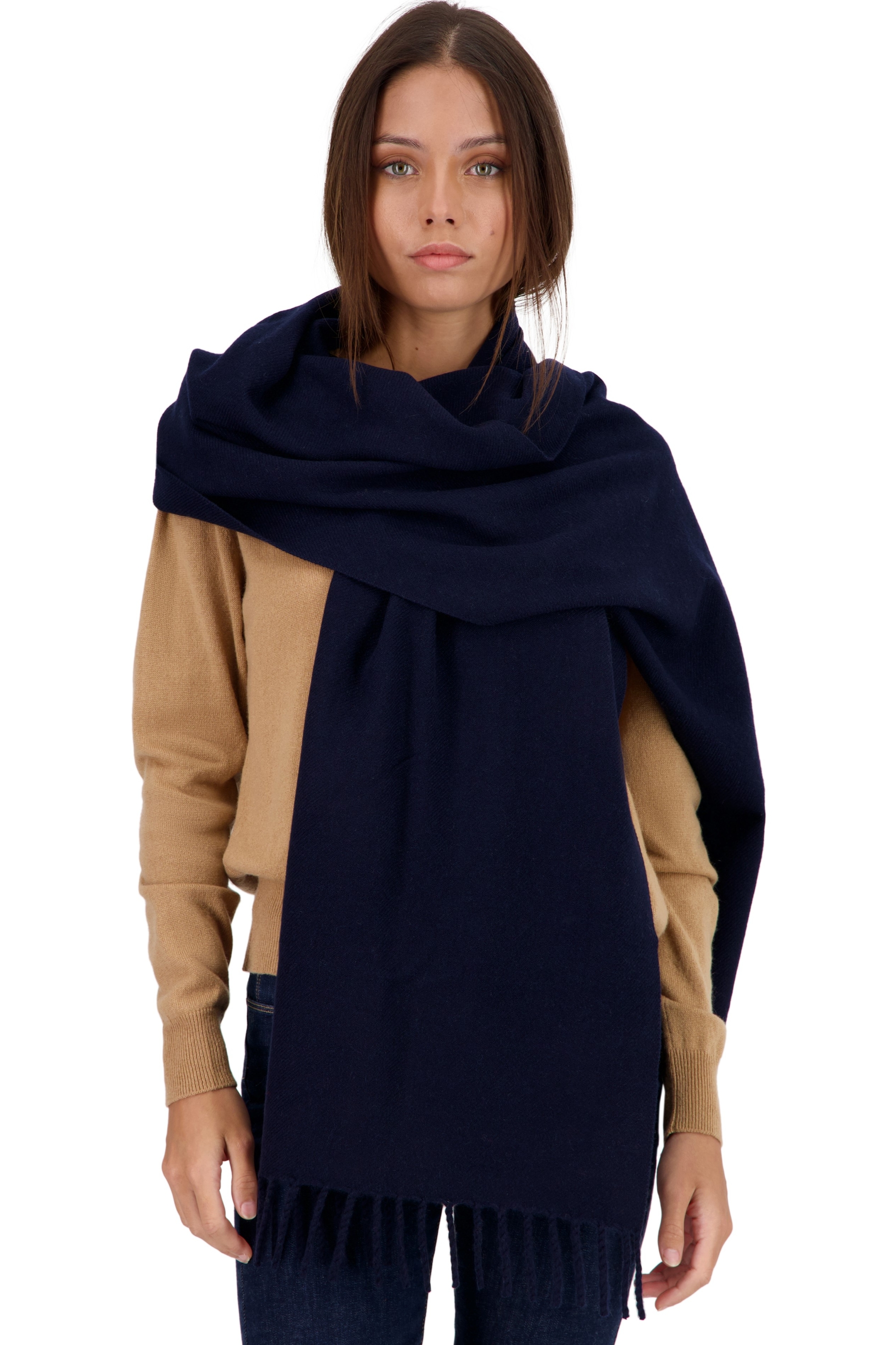 Cashmere accessories scarf mufflers tartempion dress blue 210 x 45 cm