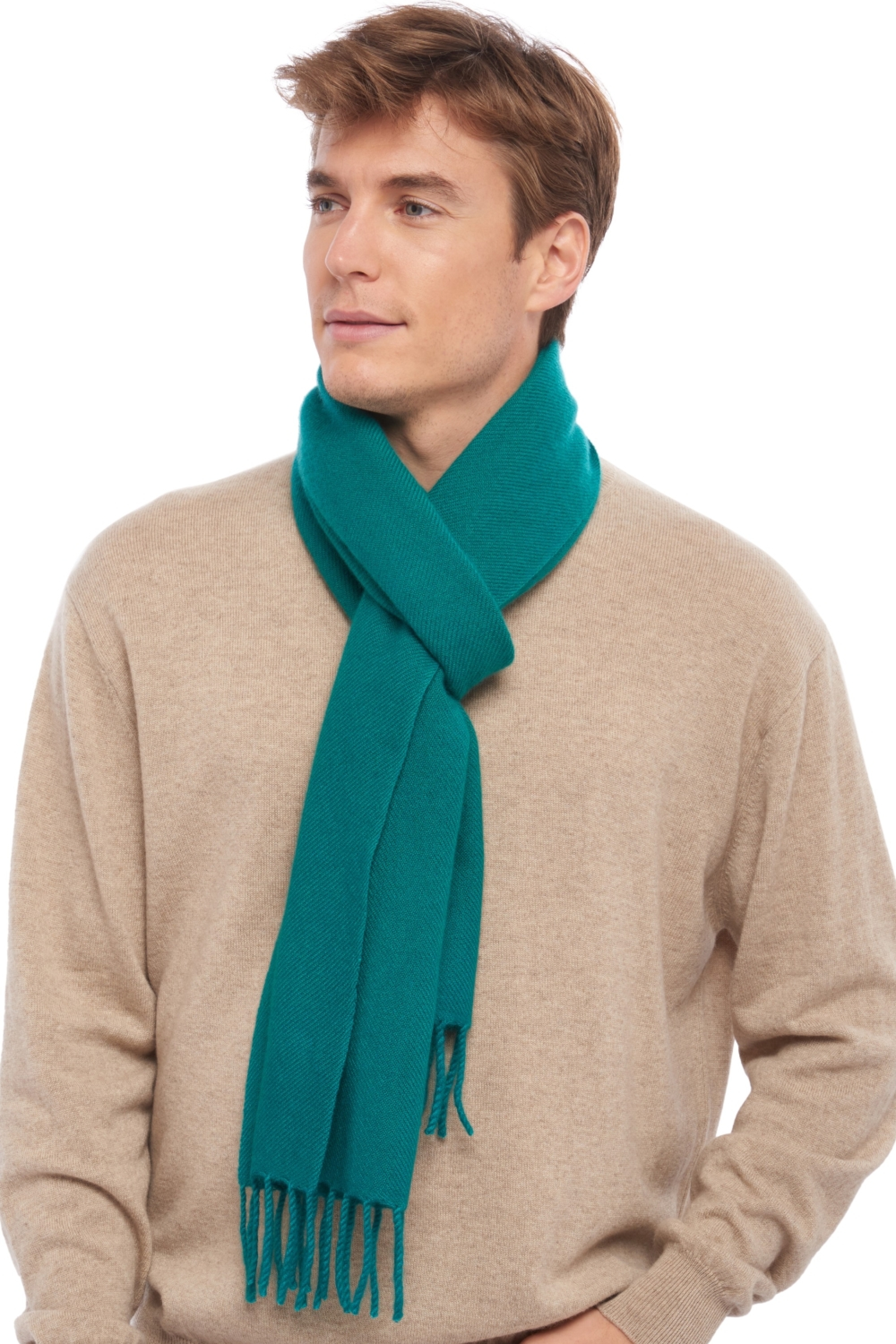 Cashmere accessories scarf mufflers zak200 forest green 200 x 35 cm