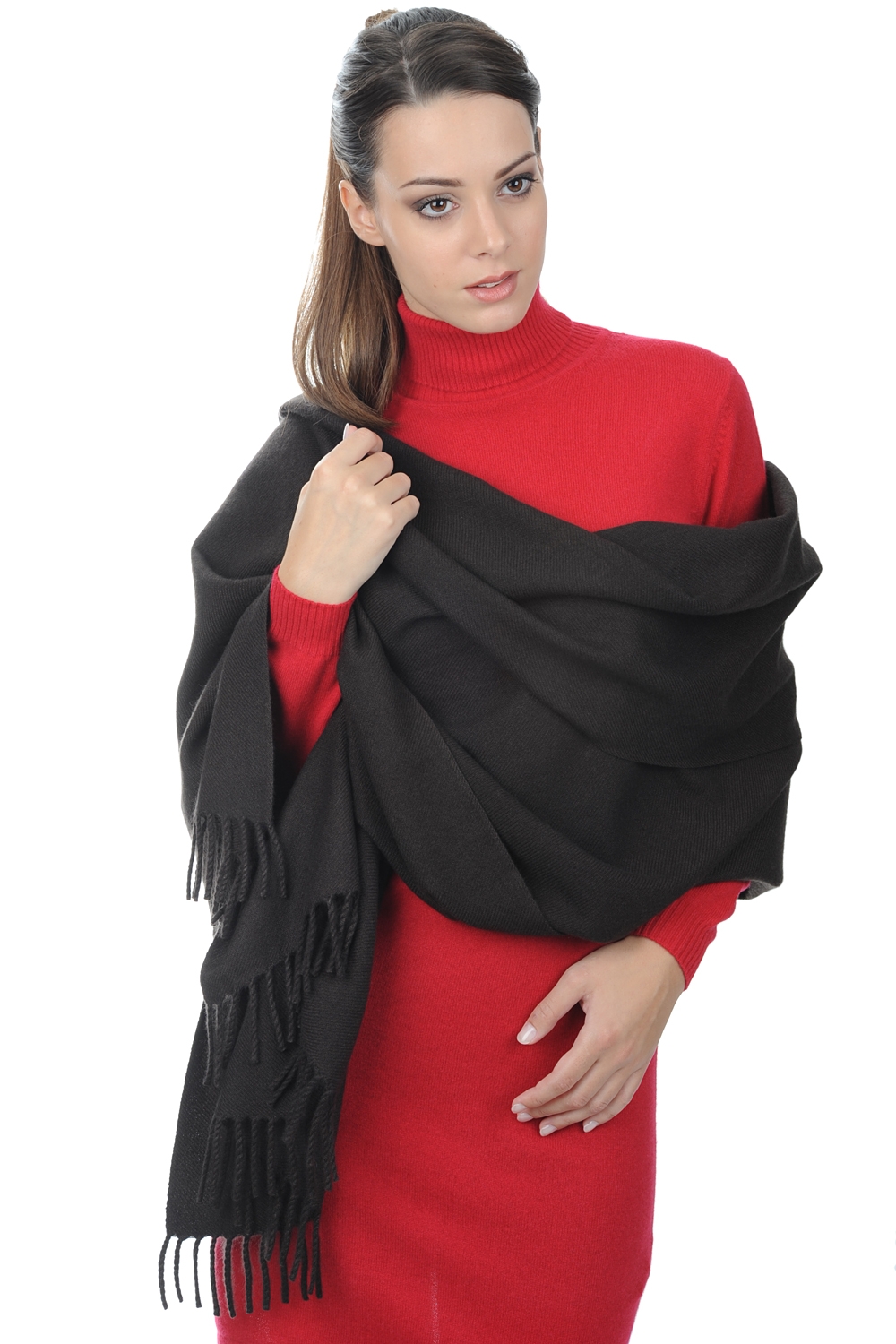 Cashmere accessories shawls niry licorice 200x90cm