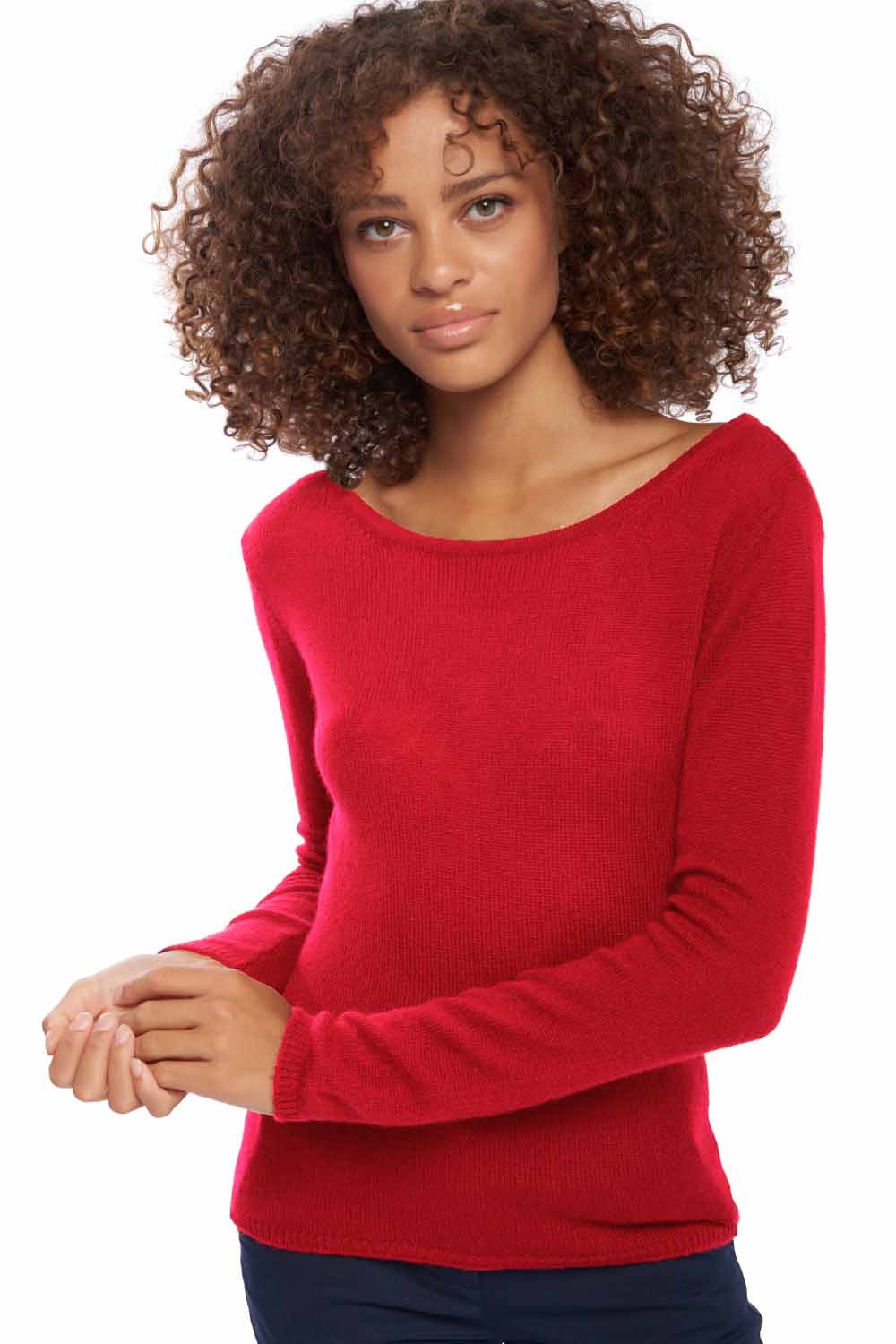 Cashmere ladies basic sweaters at low prices caleen blood red 4xl