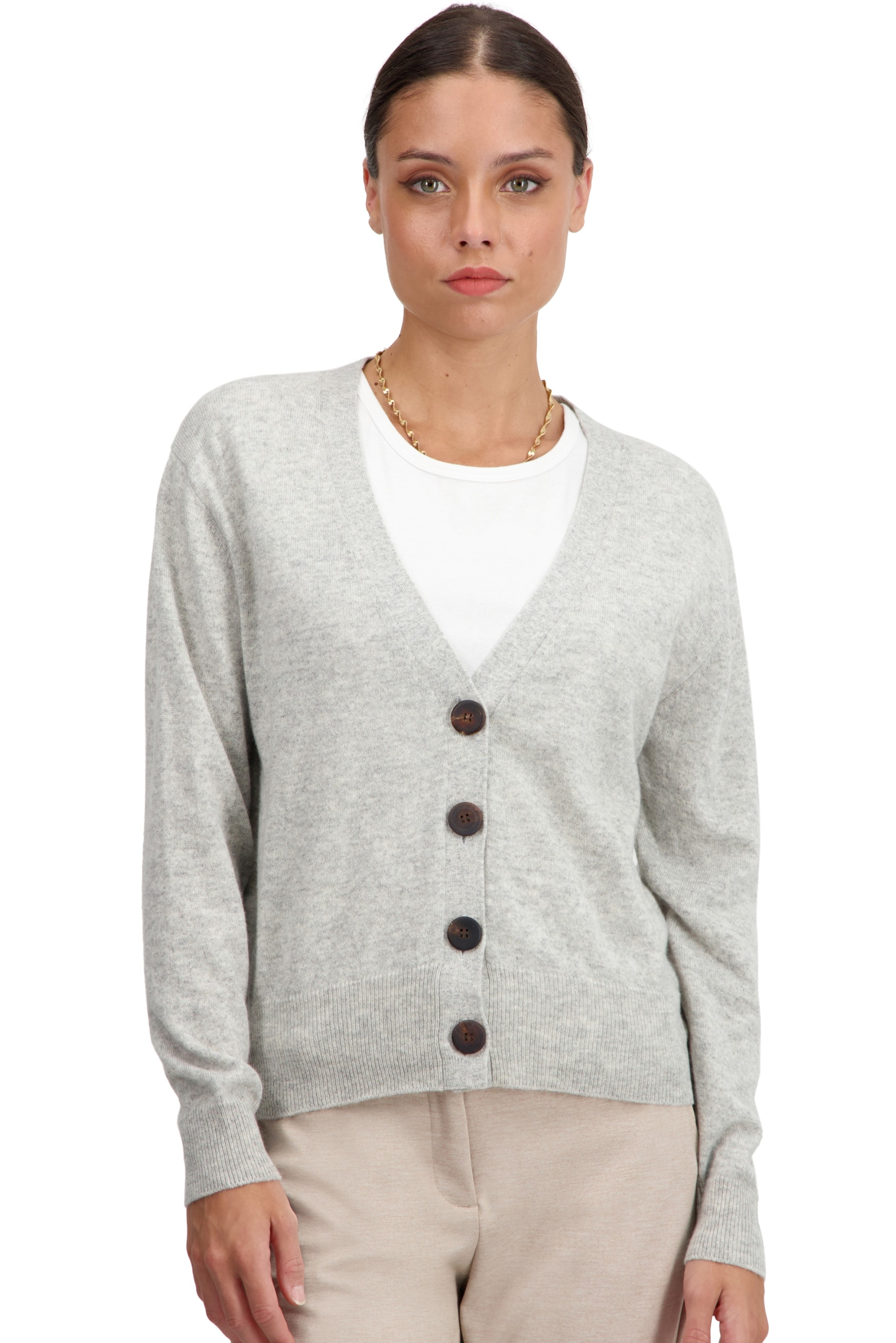 Cashmere ladies cardigans talitha flanelle chine s