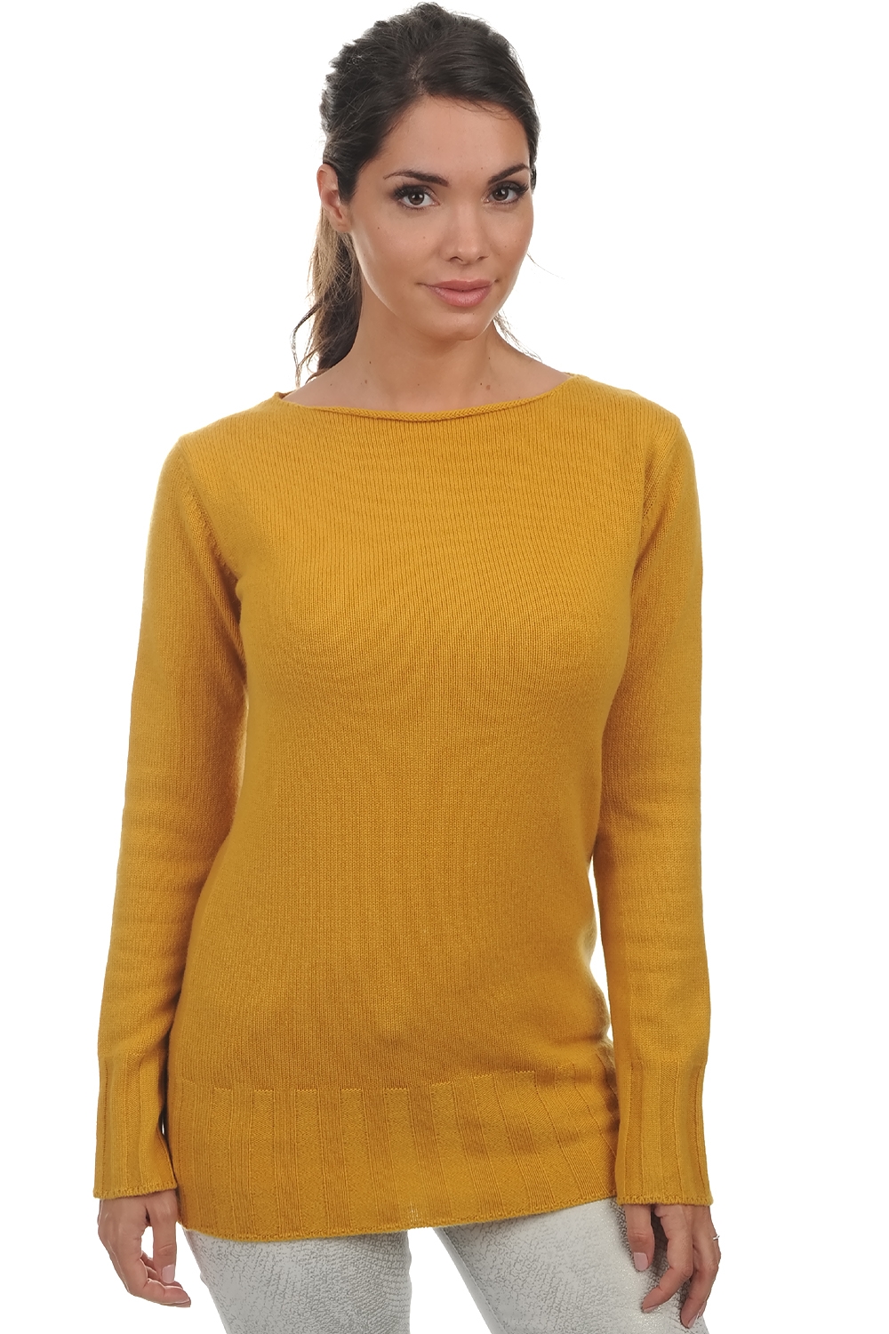 Cashmere ladies chunky sweater july mustard s