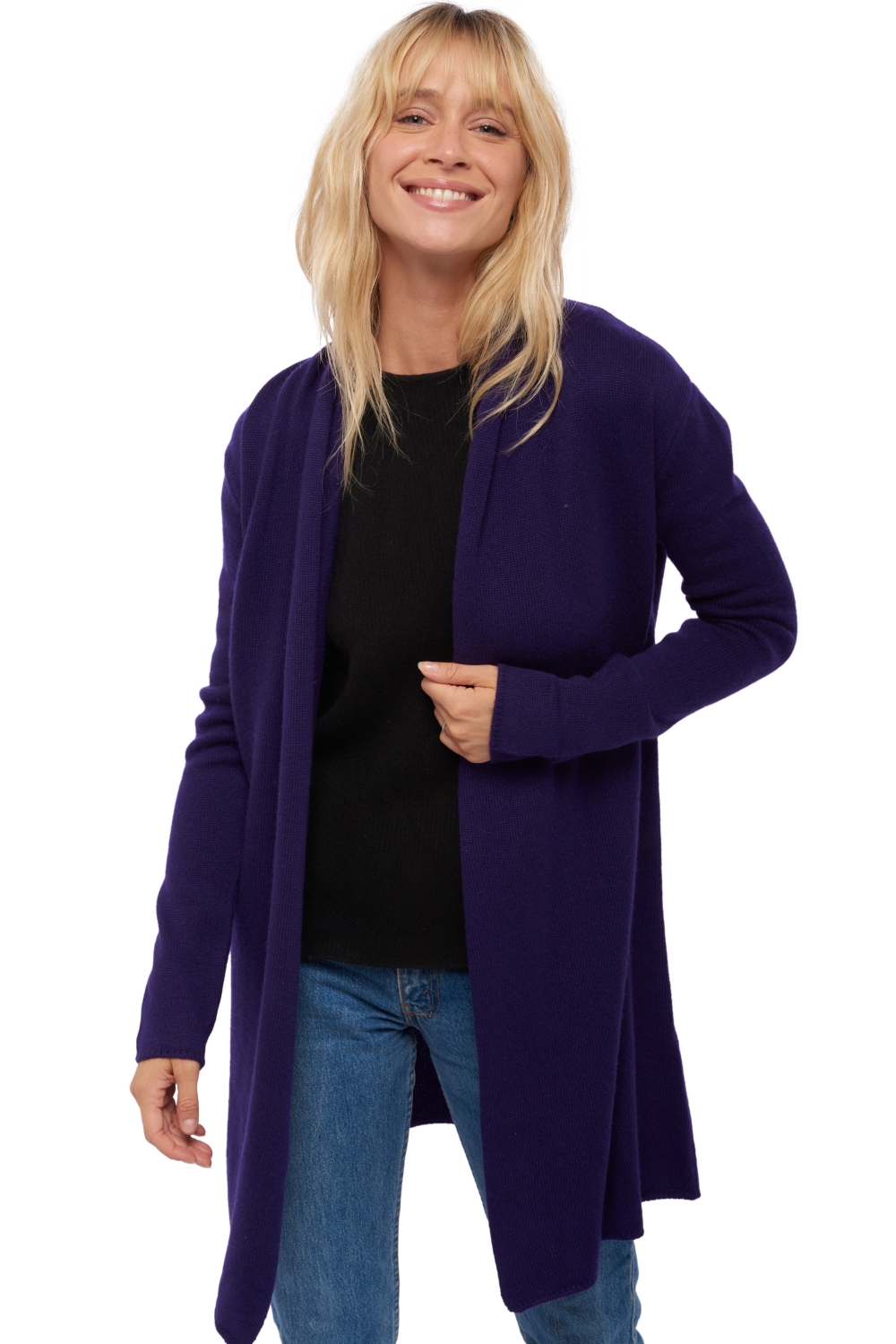 Cashmere ladies chunky sweater perla deep purple s