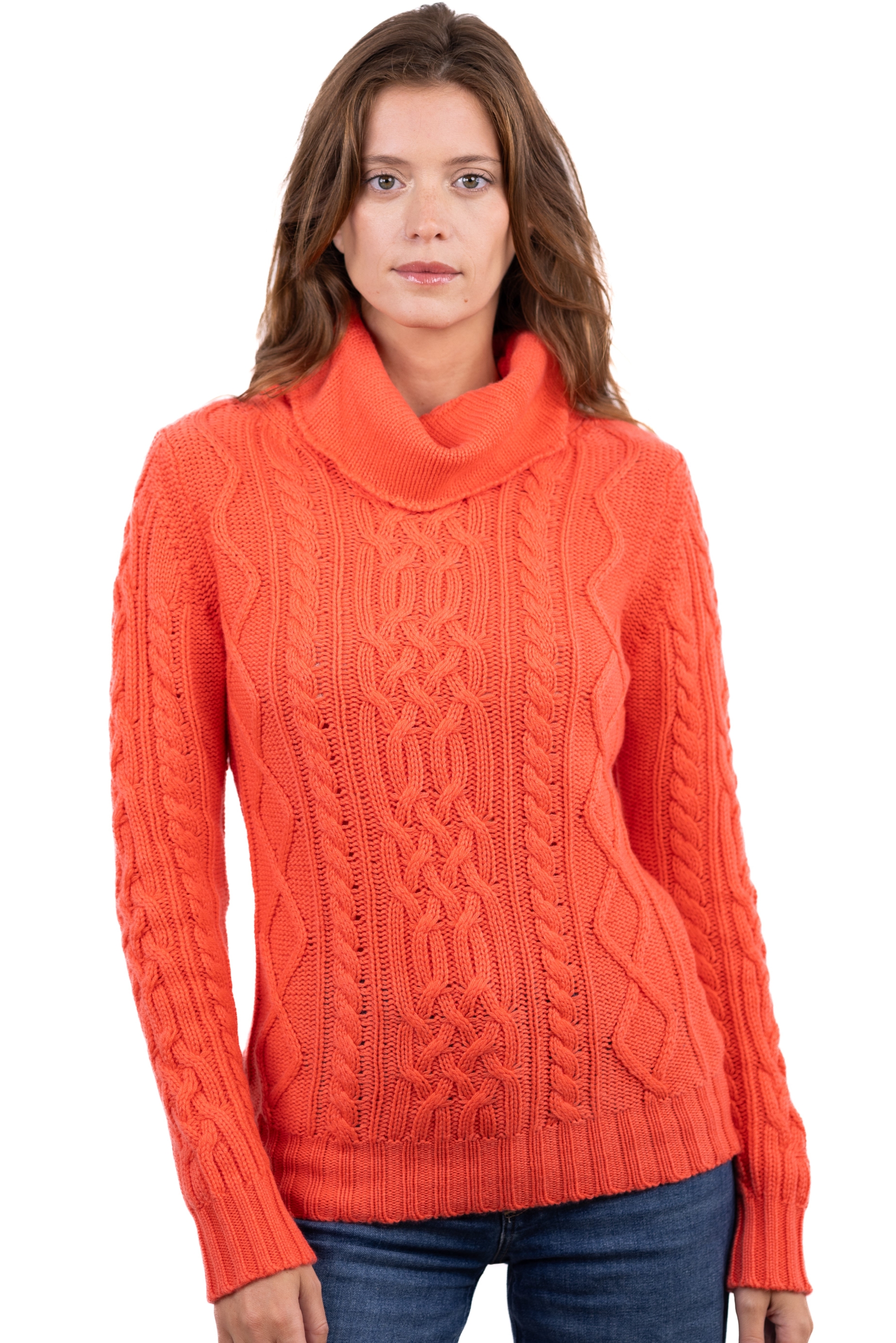 Cashmere ladies chunky sweater wynona coral xl