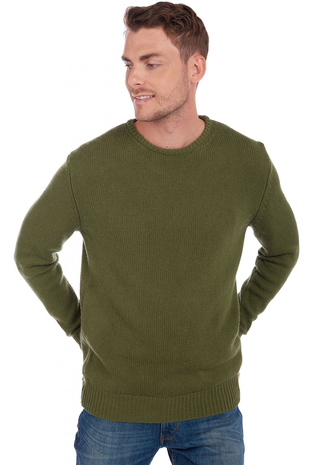 Cashmere men chunky sweater bilal ivy green xl