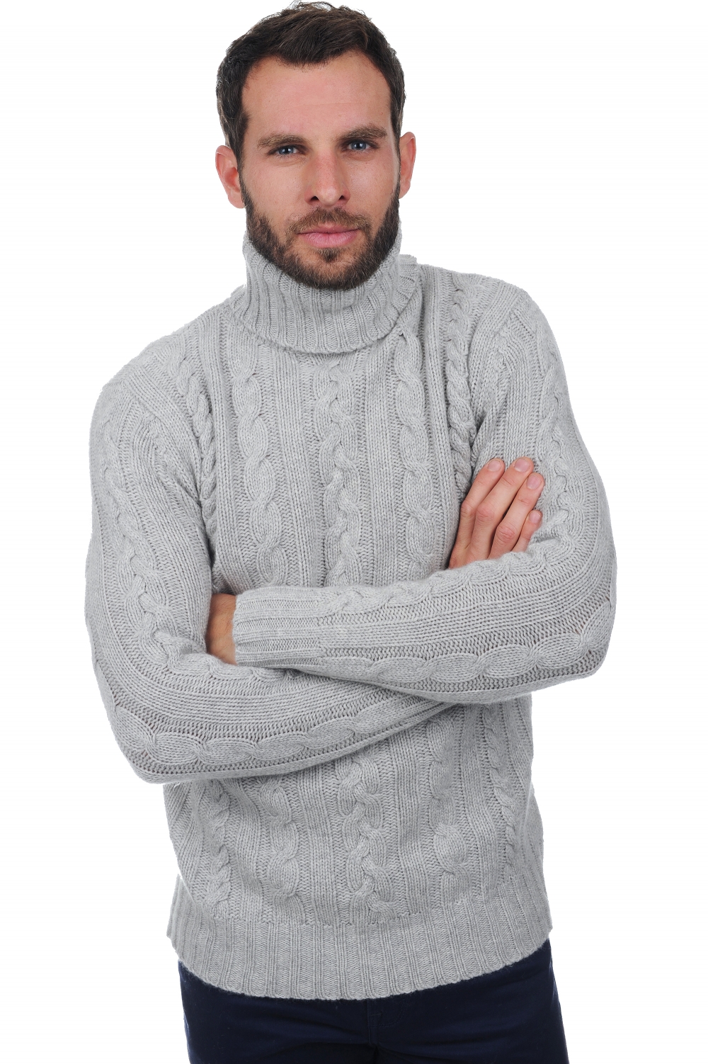 Cashmere men chunky sweater lucas flanelle chine m