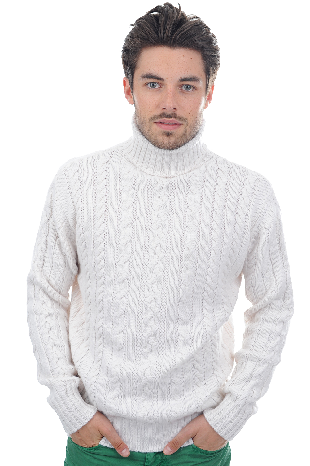 Cashmere men chunky sweater lucas off white 4xl