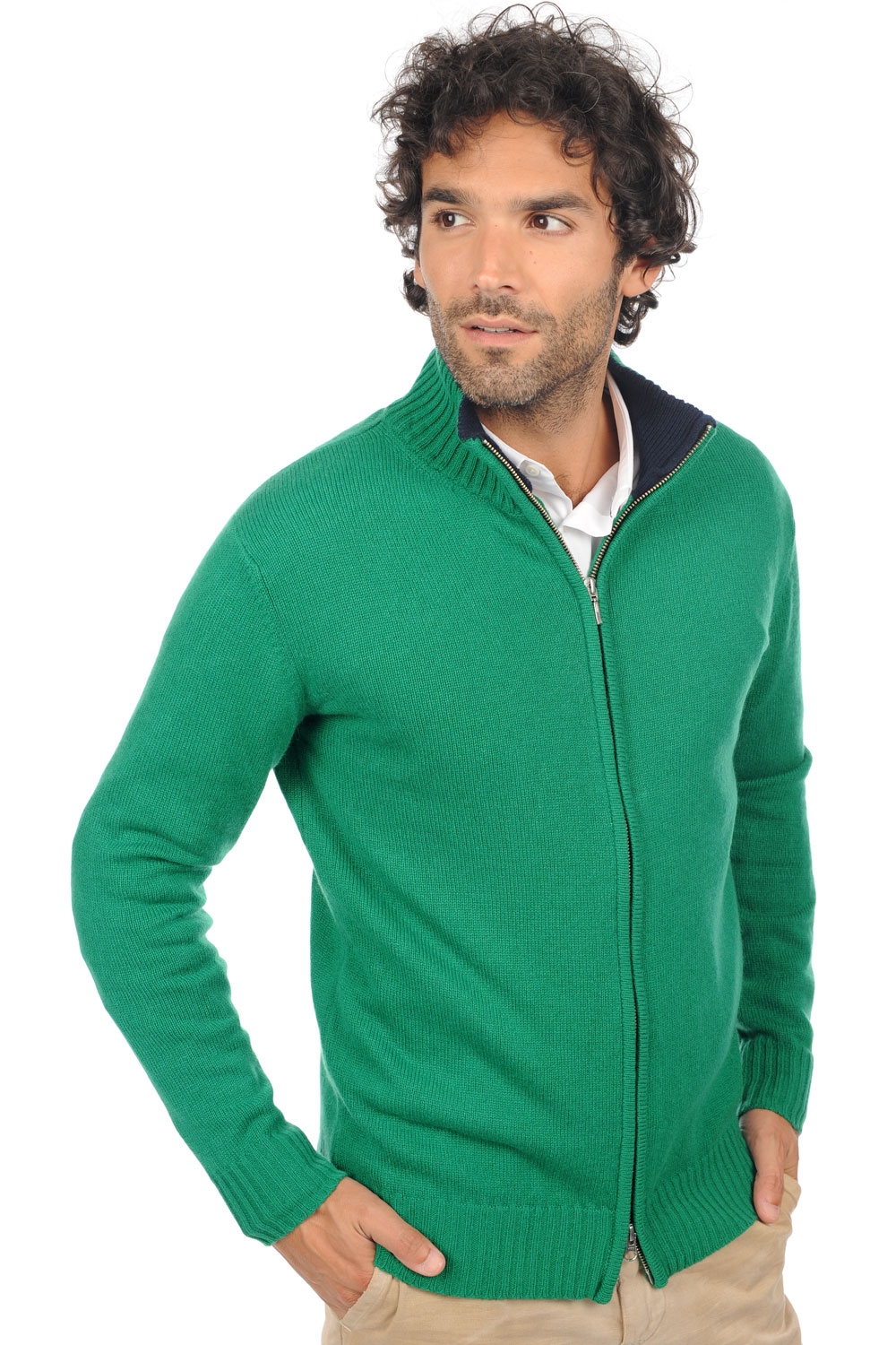 Cashmere men chunky sweater maxime evergreen dress blue m