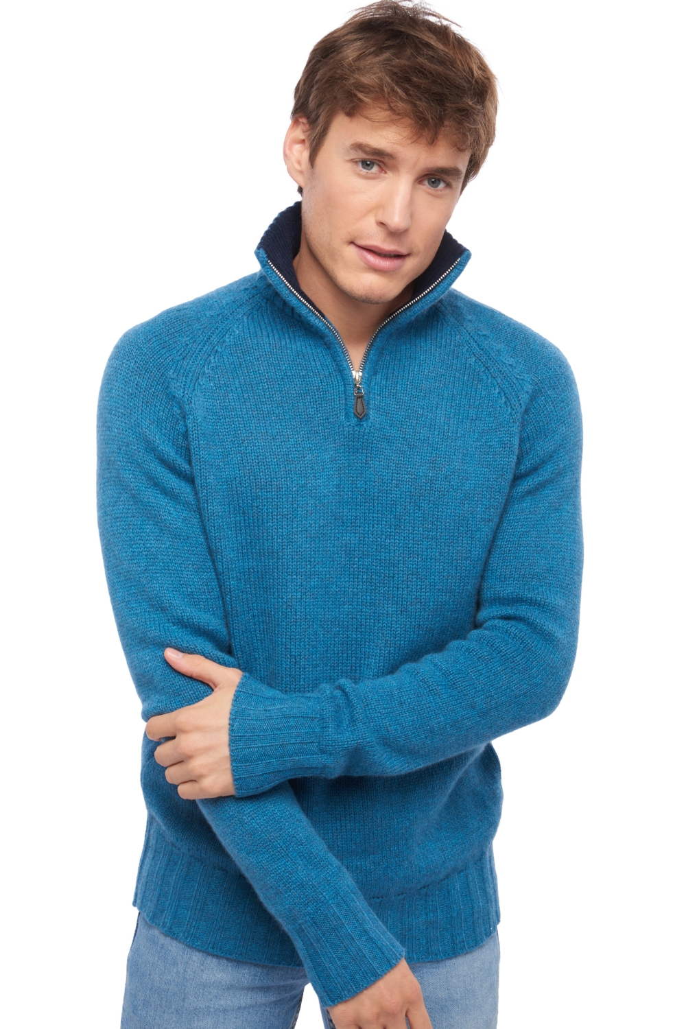 Cashmere men chunky sweater olivier manor blue dress blue 3xl