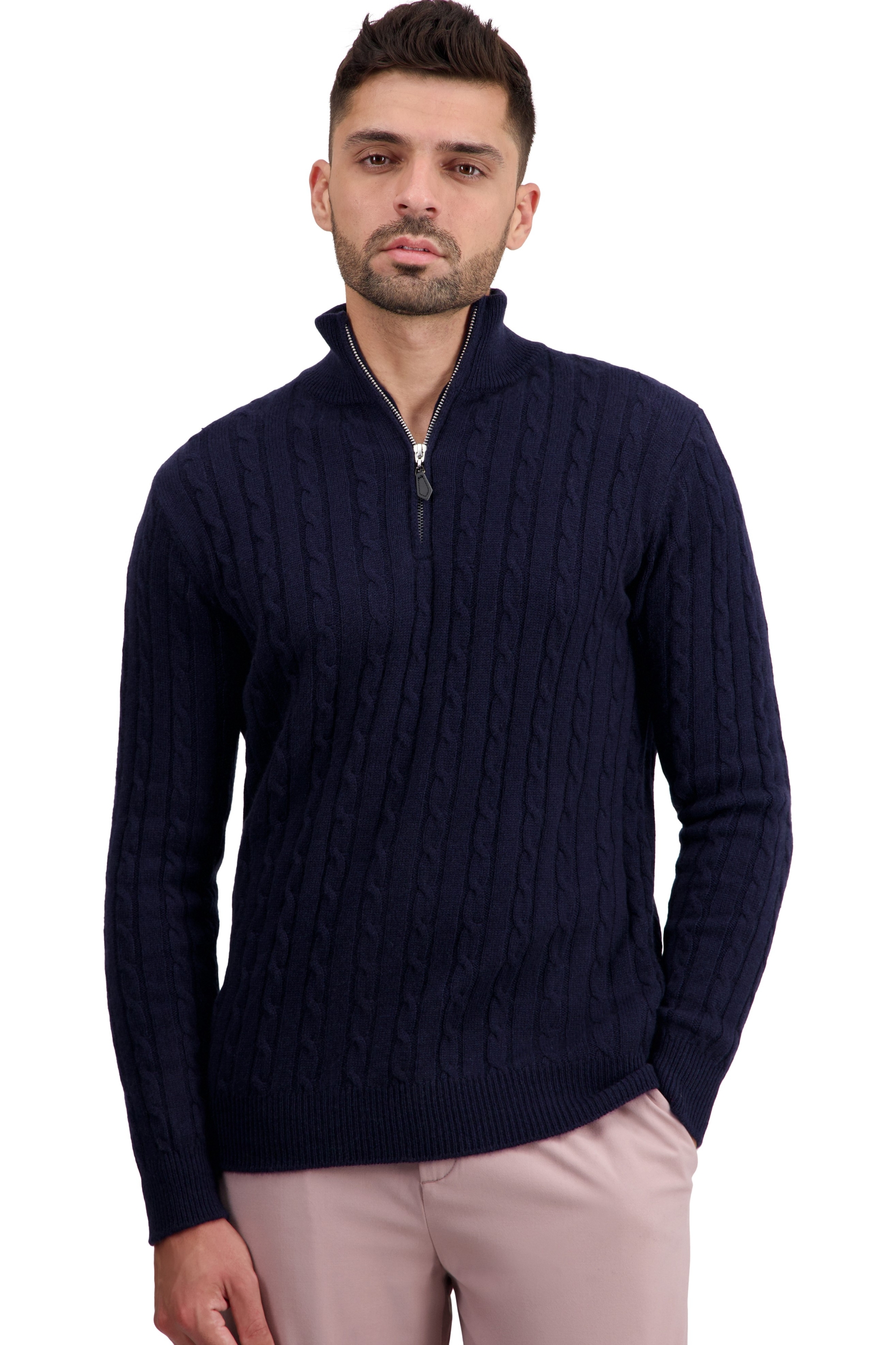 Cashmere men polo style sweaters taurus dress blue m