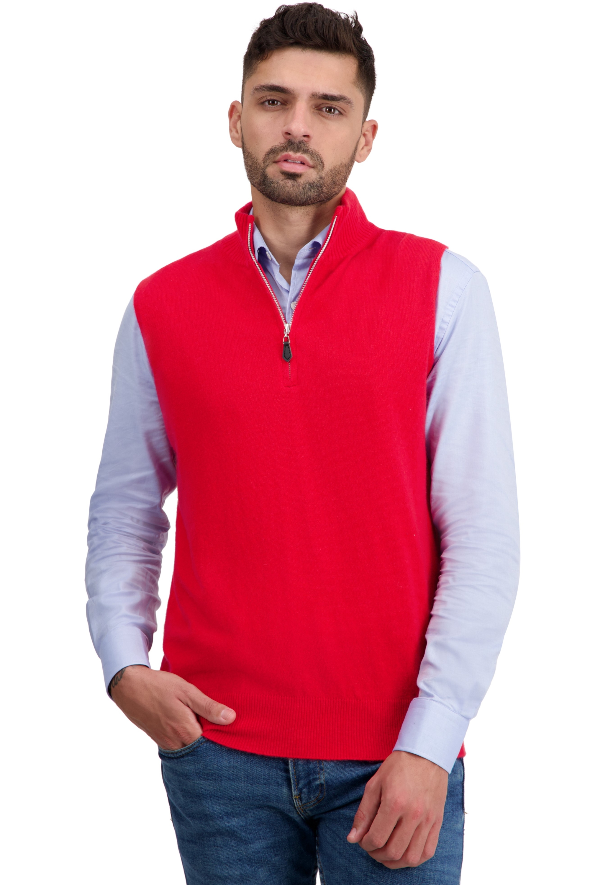 Cashmere men polo style sweaters texas rouge m