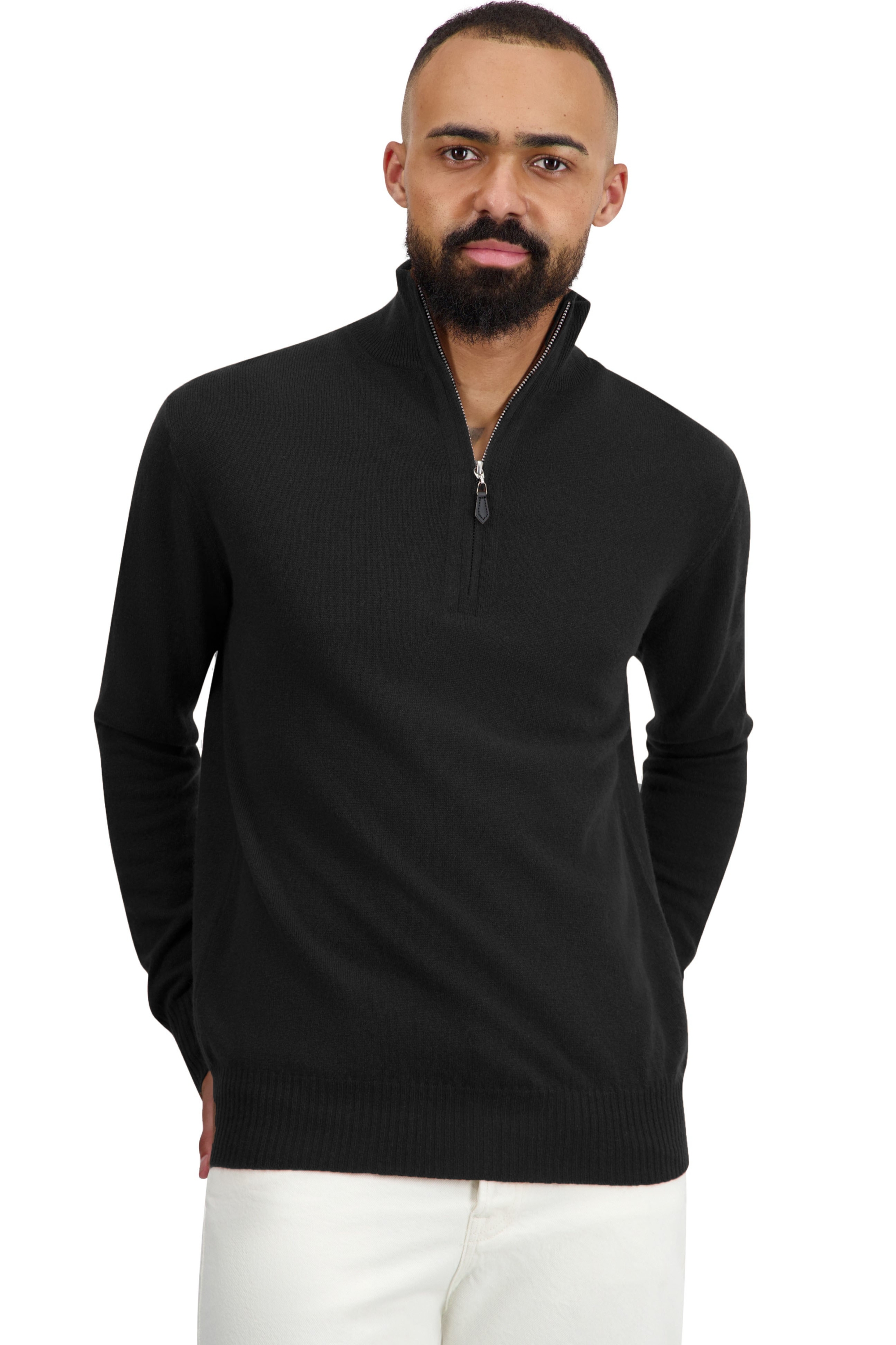 Cashmere men polo style sweaters toulon first black 3xl