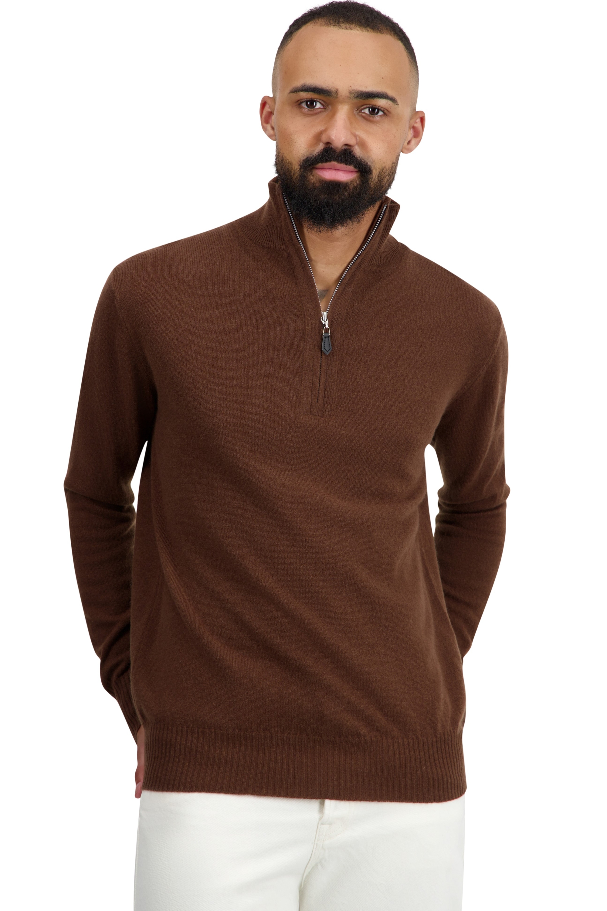 Cashmere men polo style sweaters toulon first dark camel xl
