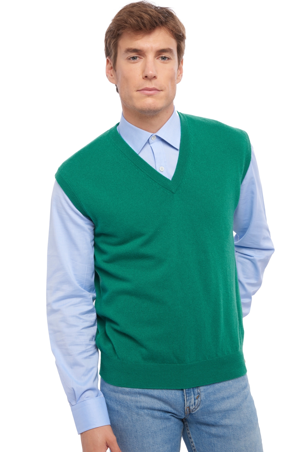 Cashmere men waistcoat sleeveless sweaters balthazar evergreen 4xl
