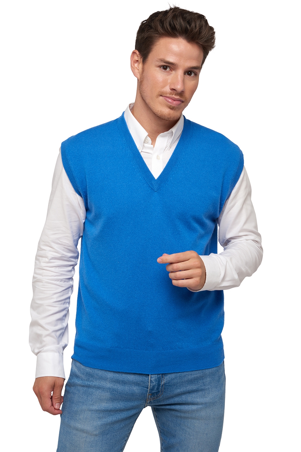 Cashmere men waistcoat sleeveless sweaters balthazar tetbury blue xl