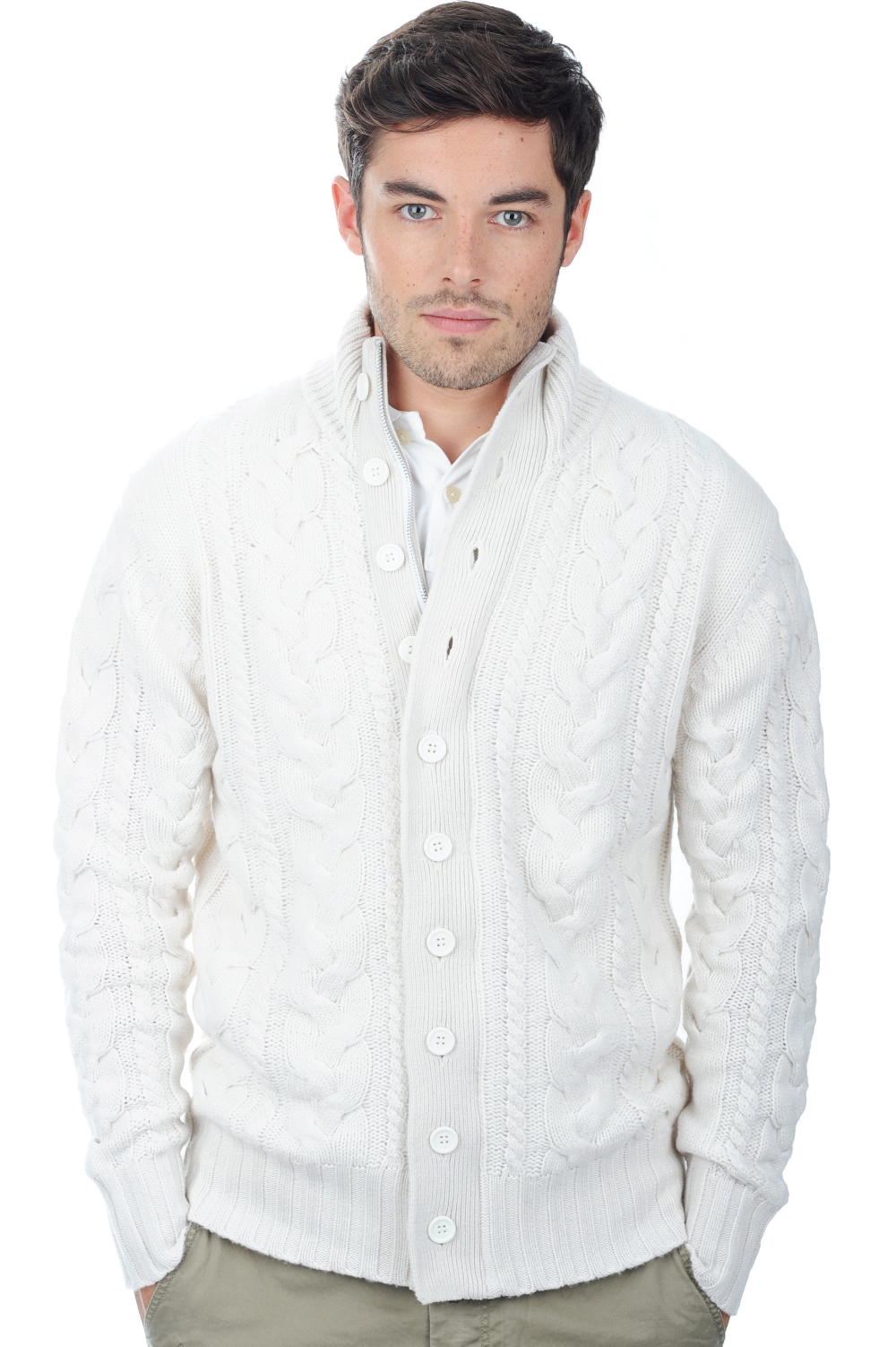 Cashmere men waistcoat sleeveless sweaters loris off white 2xl