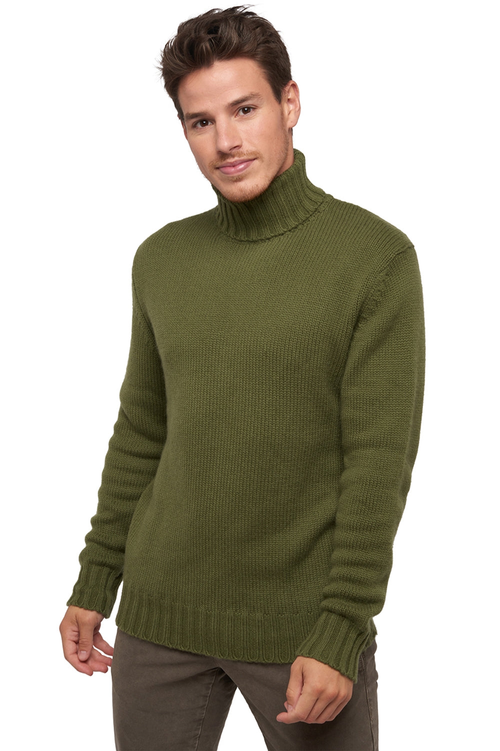 Achille men's cashmere jumper - khaki - Mahogany