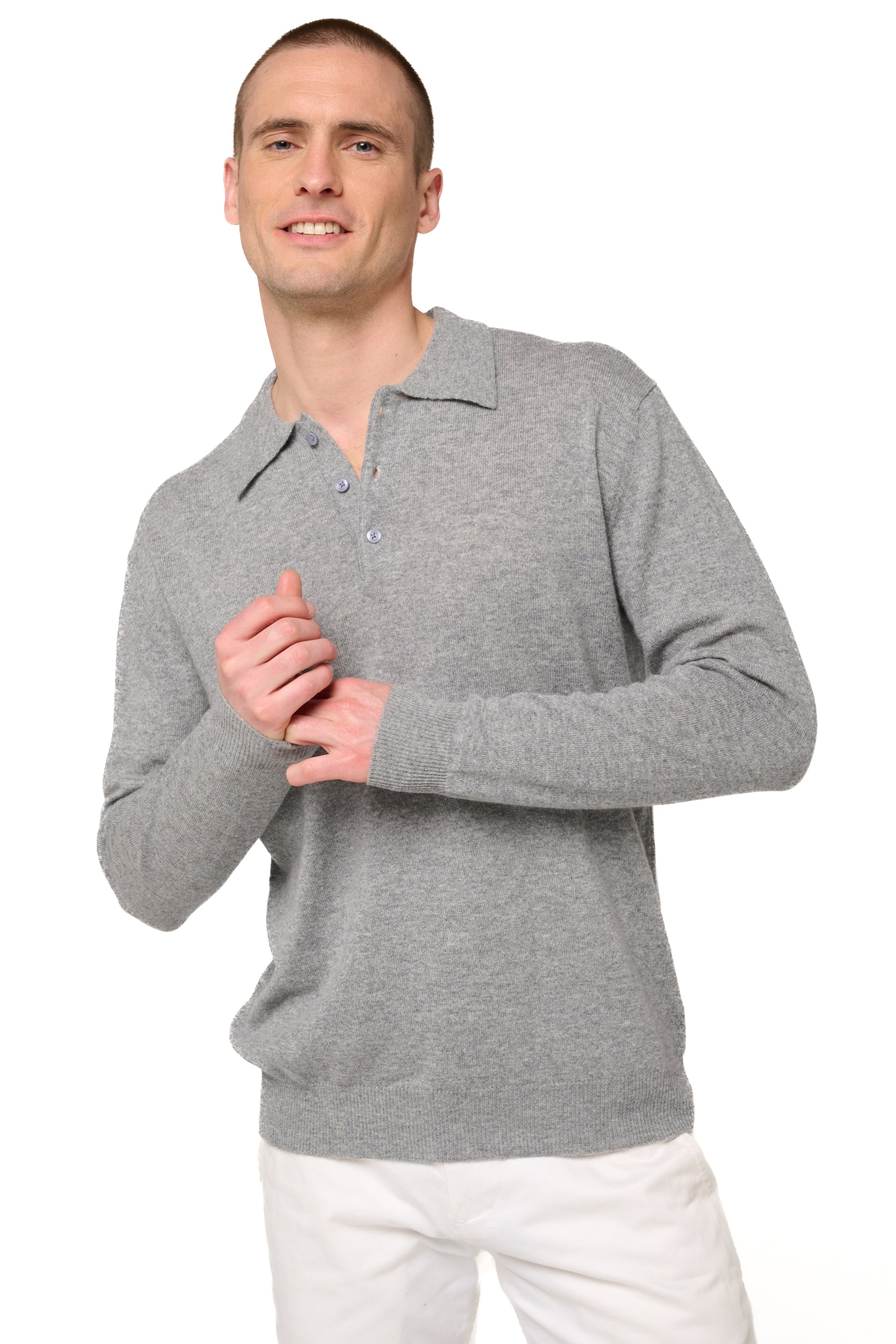Alexandre in men's cashmere - grey marl - Mahogany