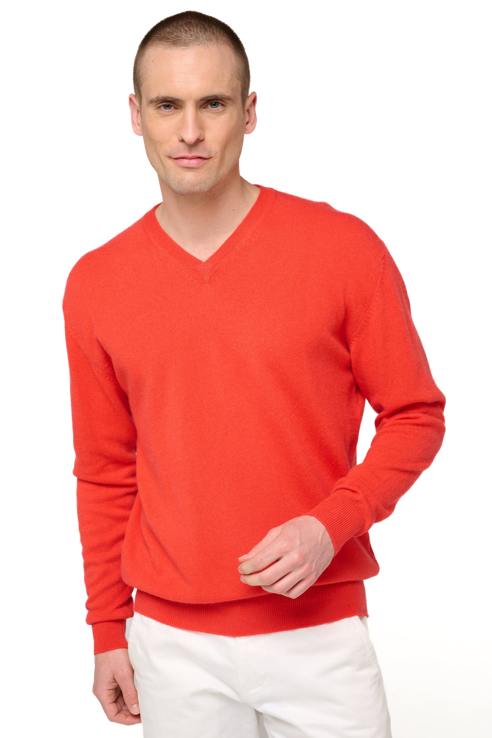 Gaspard men's cashmere - bright coral - Mahogany