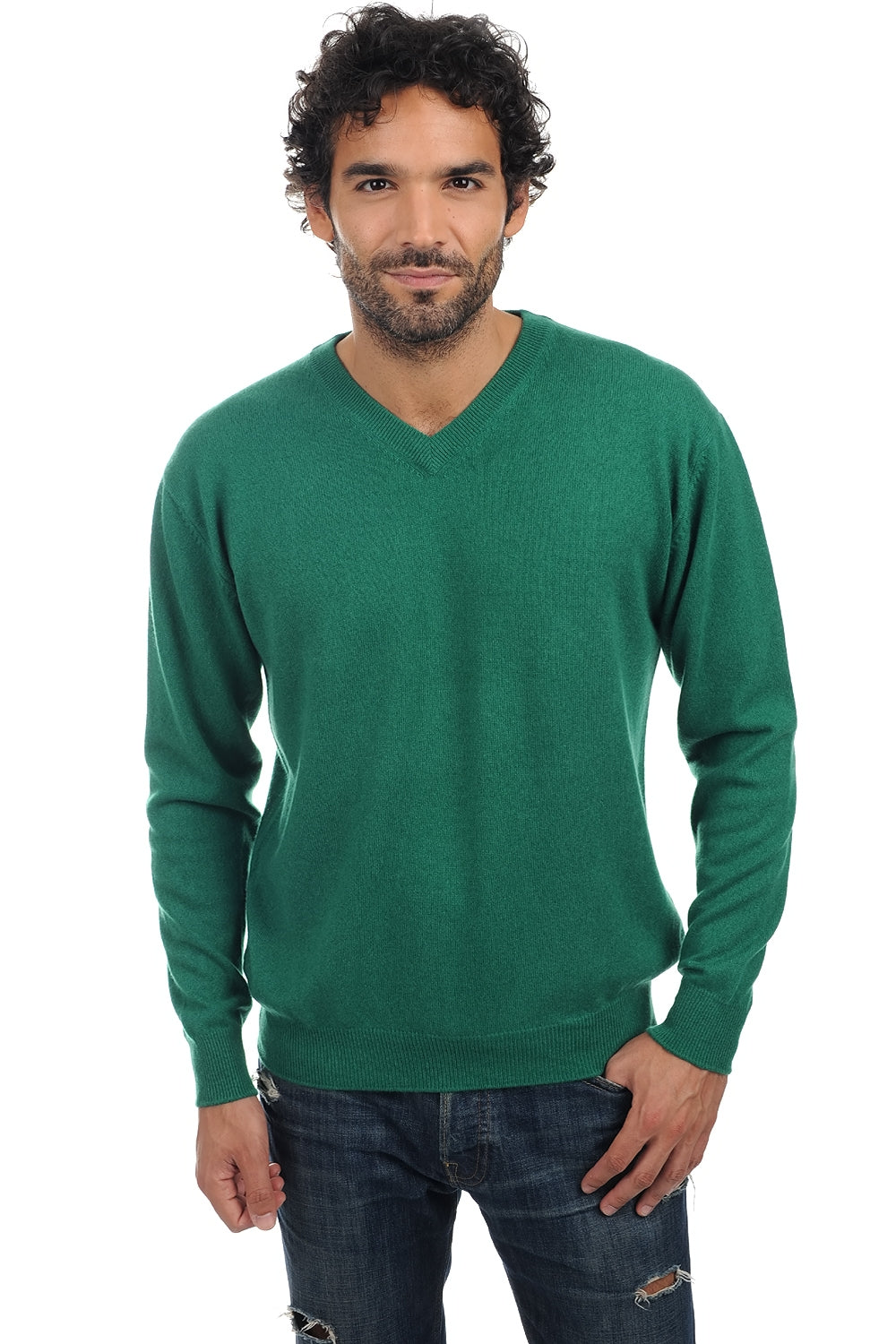 Gaspard men's cashmere jumper - English green - Mahogany