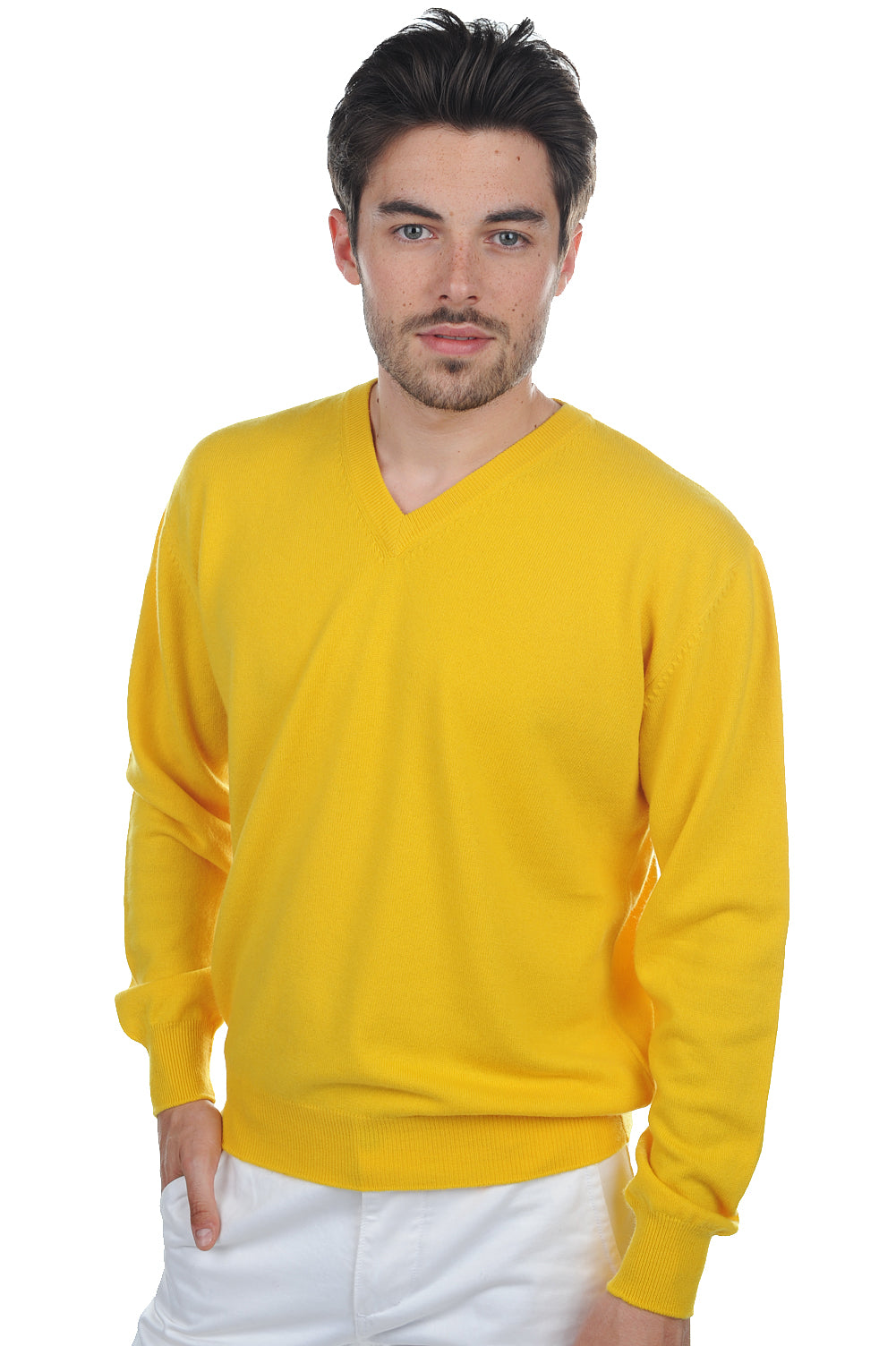 Gaspard men's cashmere jumper - sunflower - Mahogany