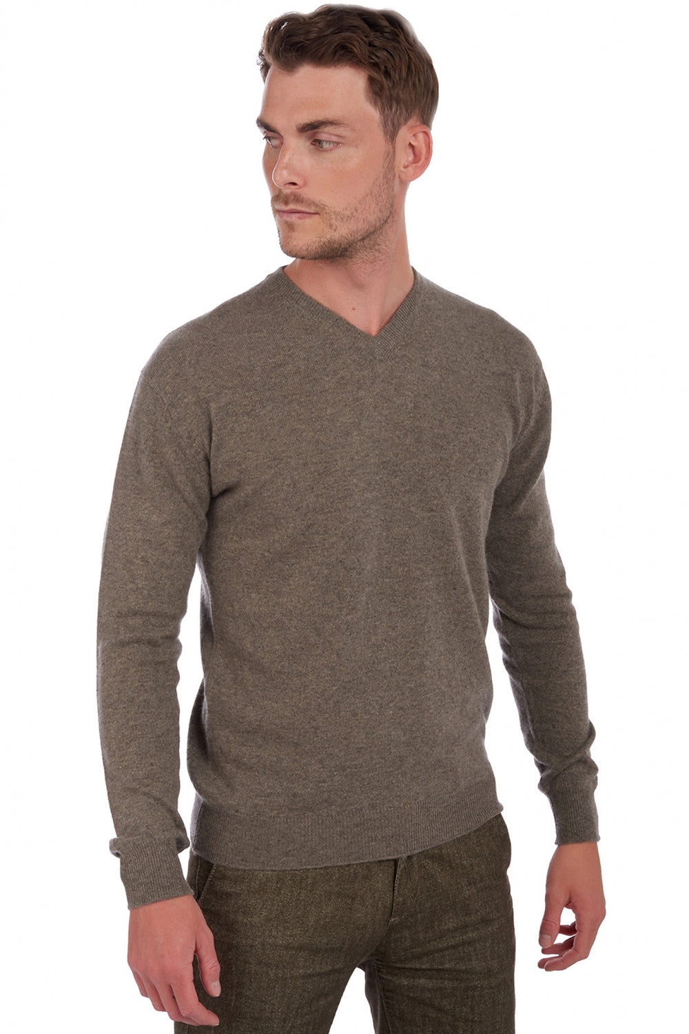 Gaspard men's cashmere - marl marmot - Mahogany