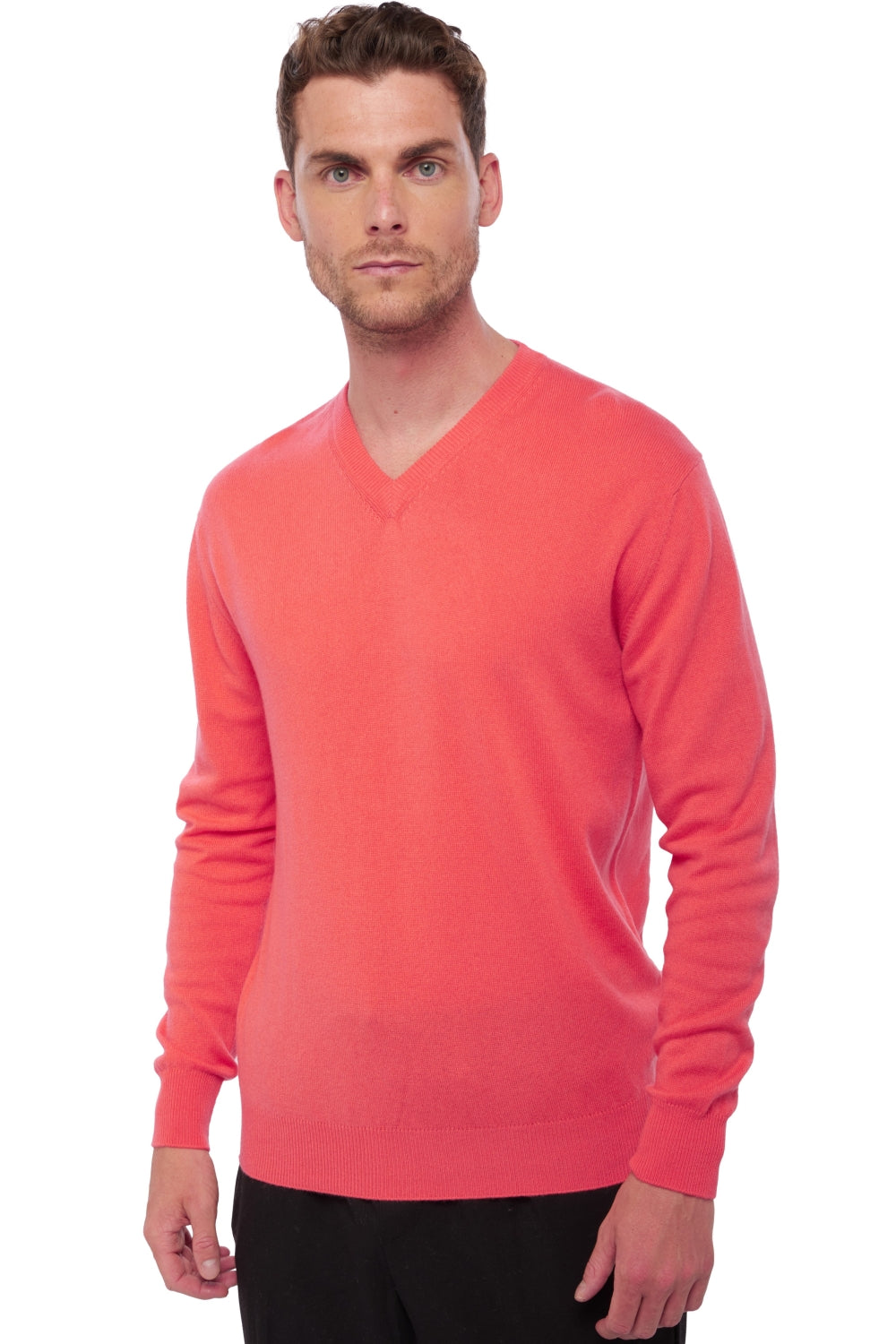 Hippolyte men's cashmere - bright coral - Mahogany