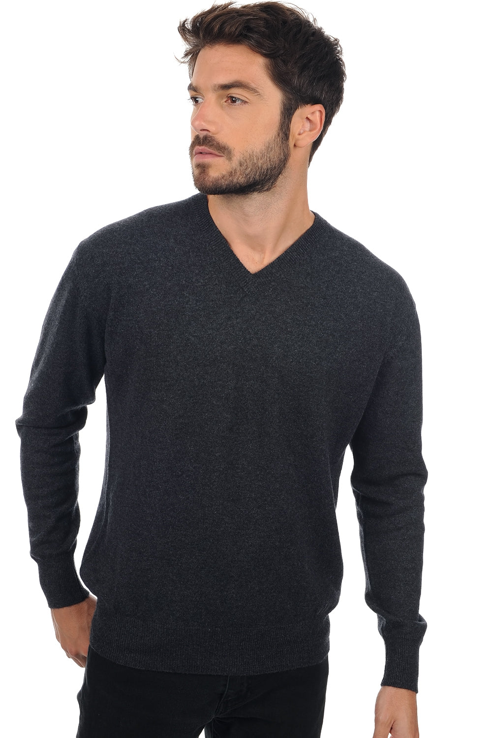 Hippolyte men's cashmere - anthracite marl - Mahogany