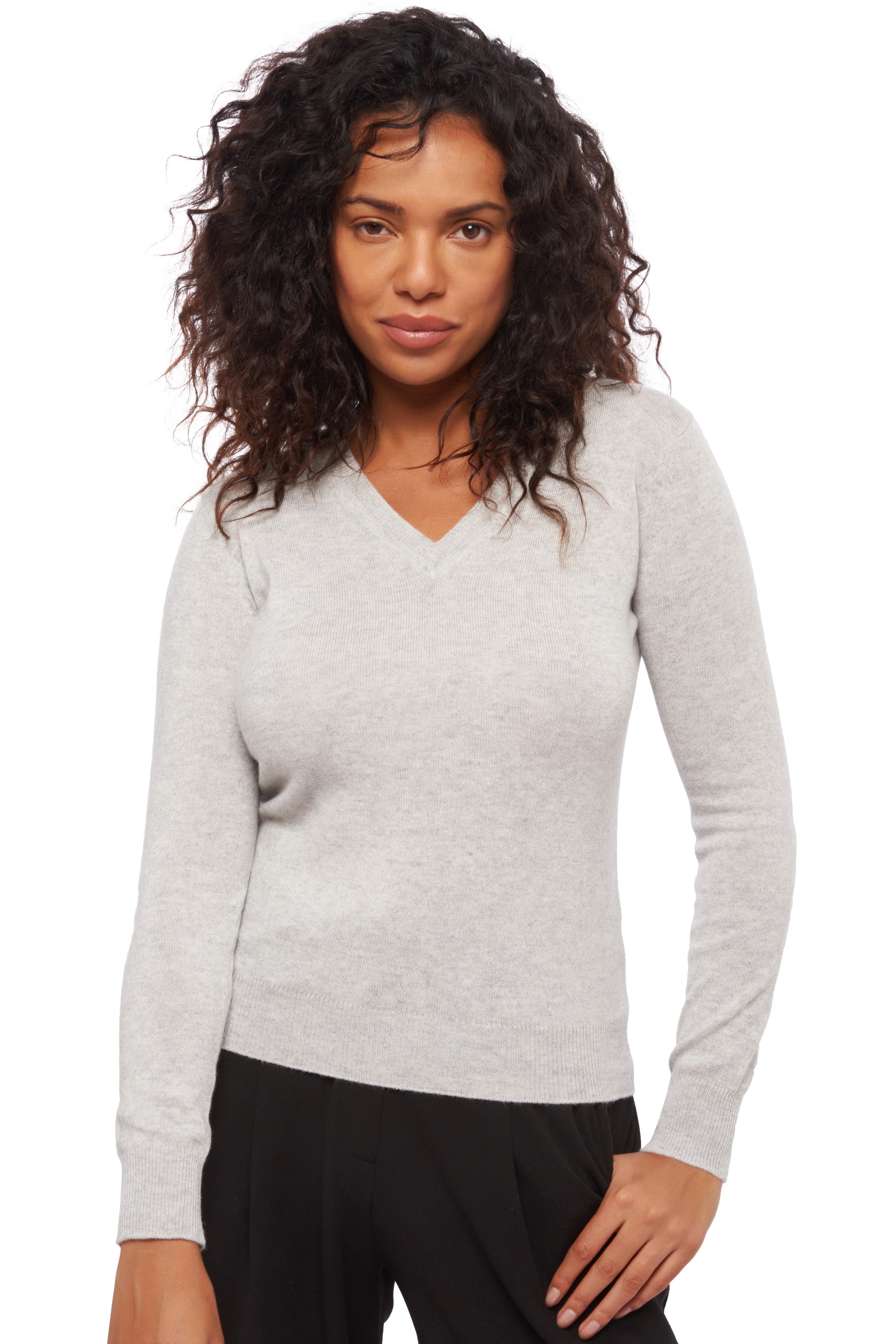 Faustine women's cashmere jumper - marl flannel - Mahogany