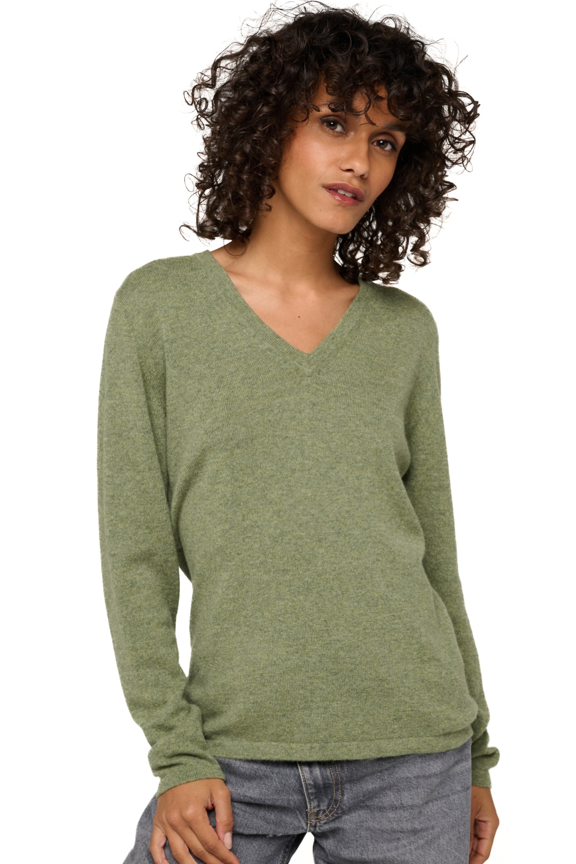 Emma in cashmere for women - marl green - Mahogany