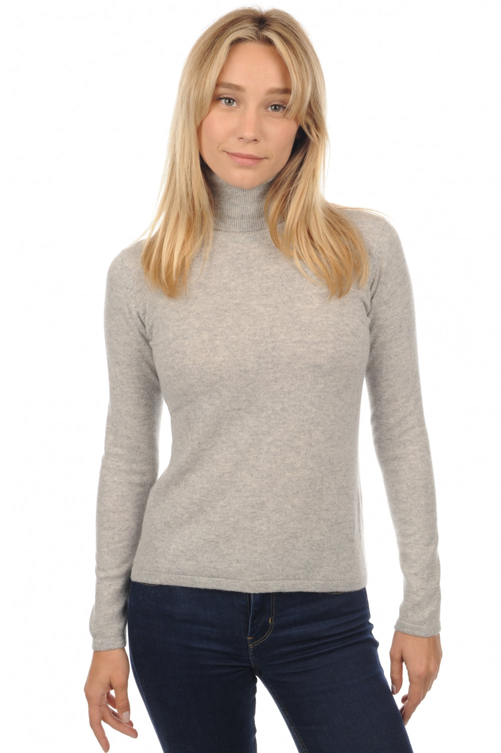 Jade women's cashmere jumper - marl flannel - Mahogany