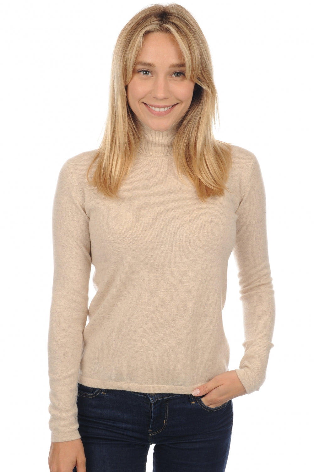 Jade women's cashmere jumper - marl ecru - Mahogany
