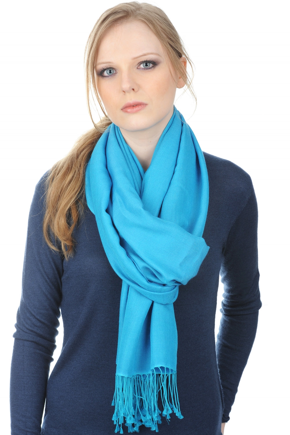 Platine in mixed cashmere and silk - luminous south sea - Mahogany
