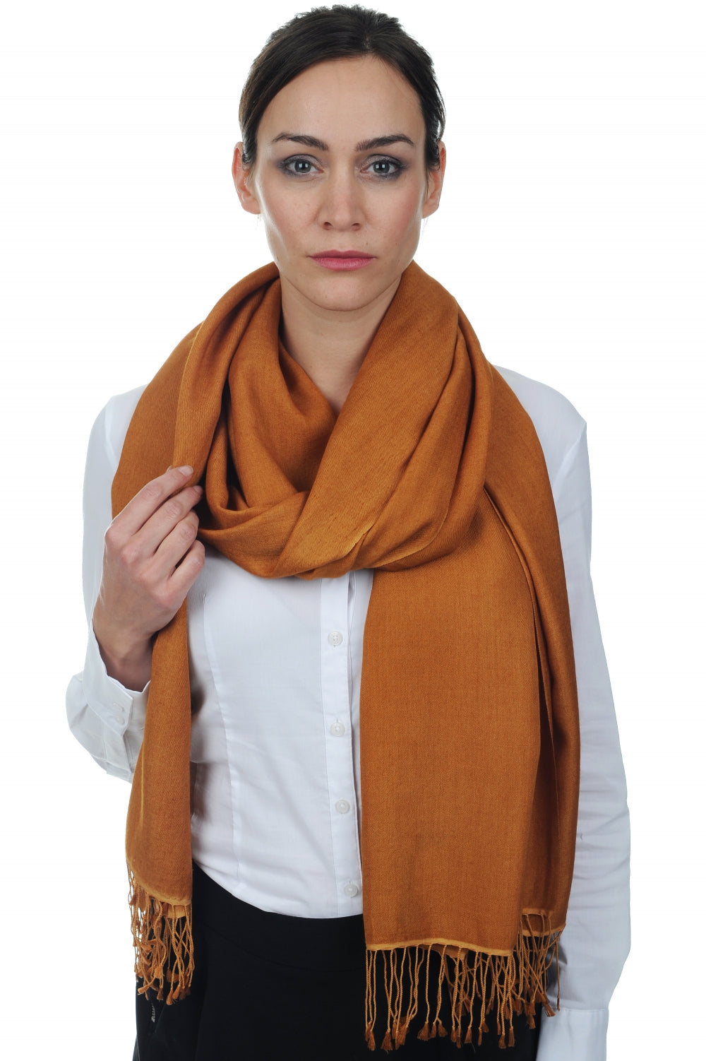 Platine in mixed cashmere and silk - peanut butter - Mahogany
