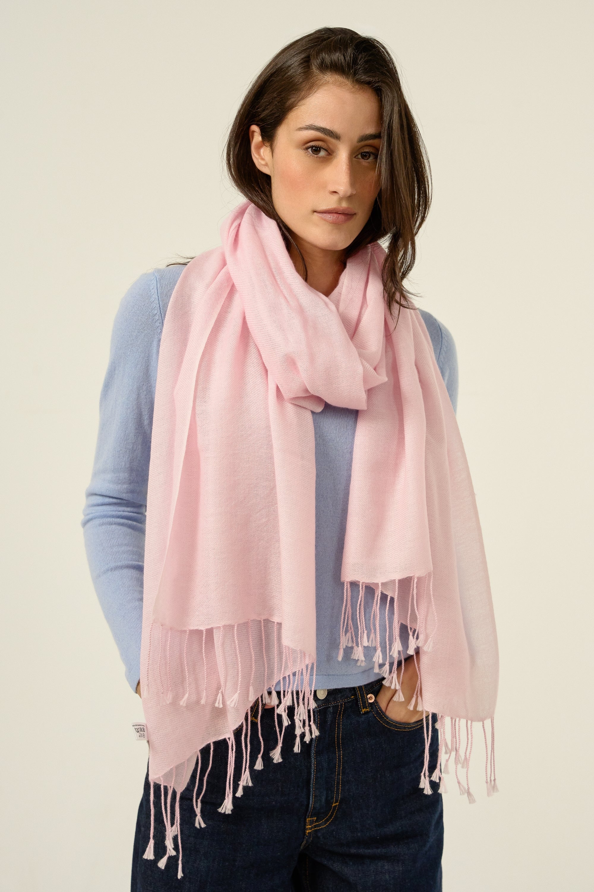 Diamond in mixed cashmere - pale pink - Mahogany