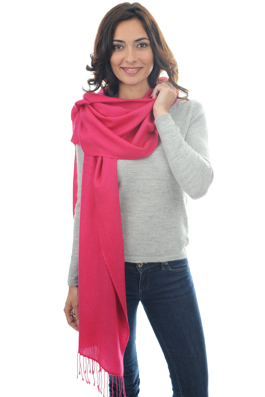 Diamond in mixed cashmere - fuchsia - Mahogany