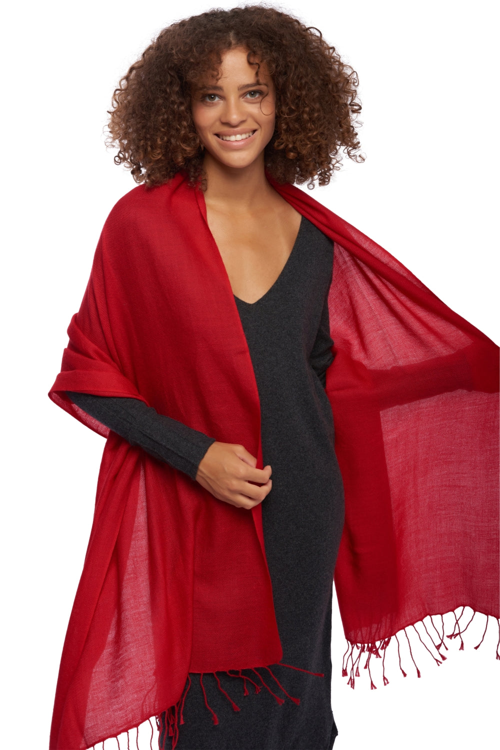 Diamond in mixed cashmere - red - Mahogany