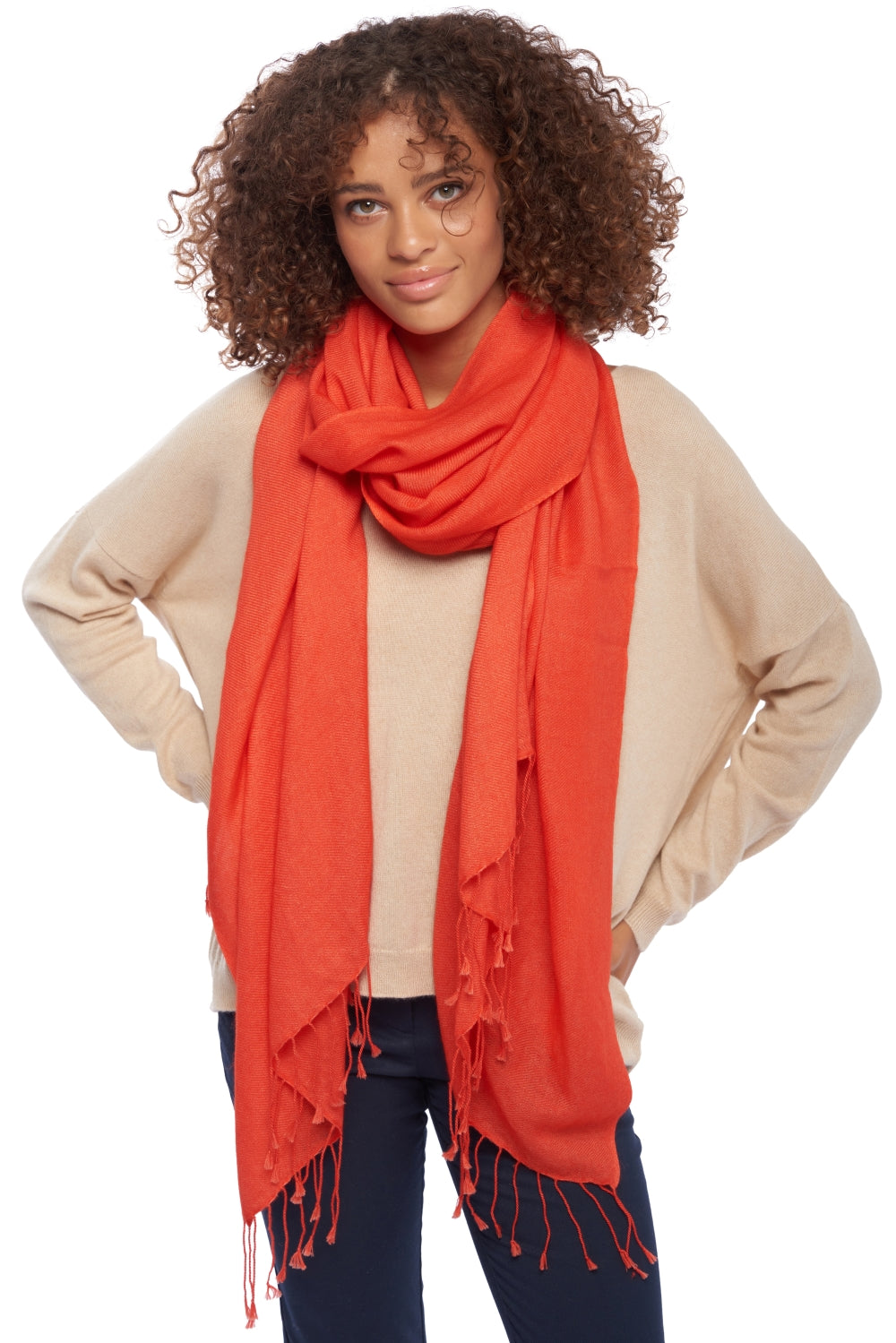 Diamond in mixed cashmere - sunny orange - Mahogany
