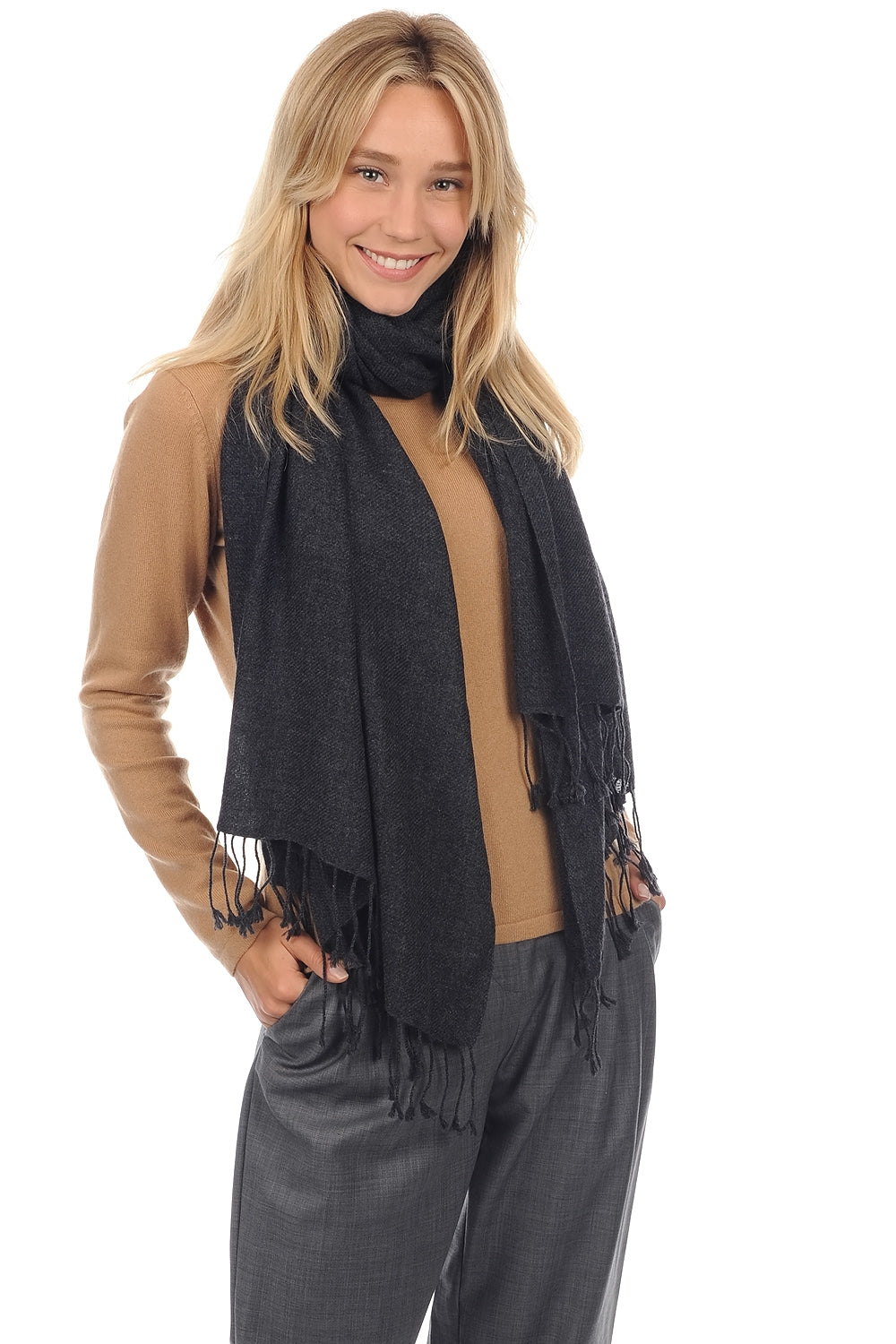 Diamant cashmere unisex jumper - heathered anthracite - Mahogany