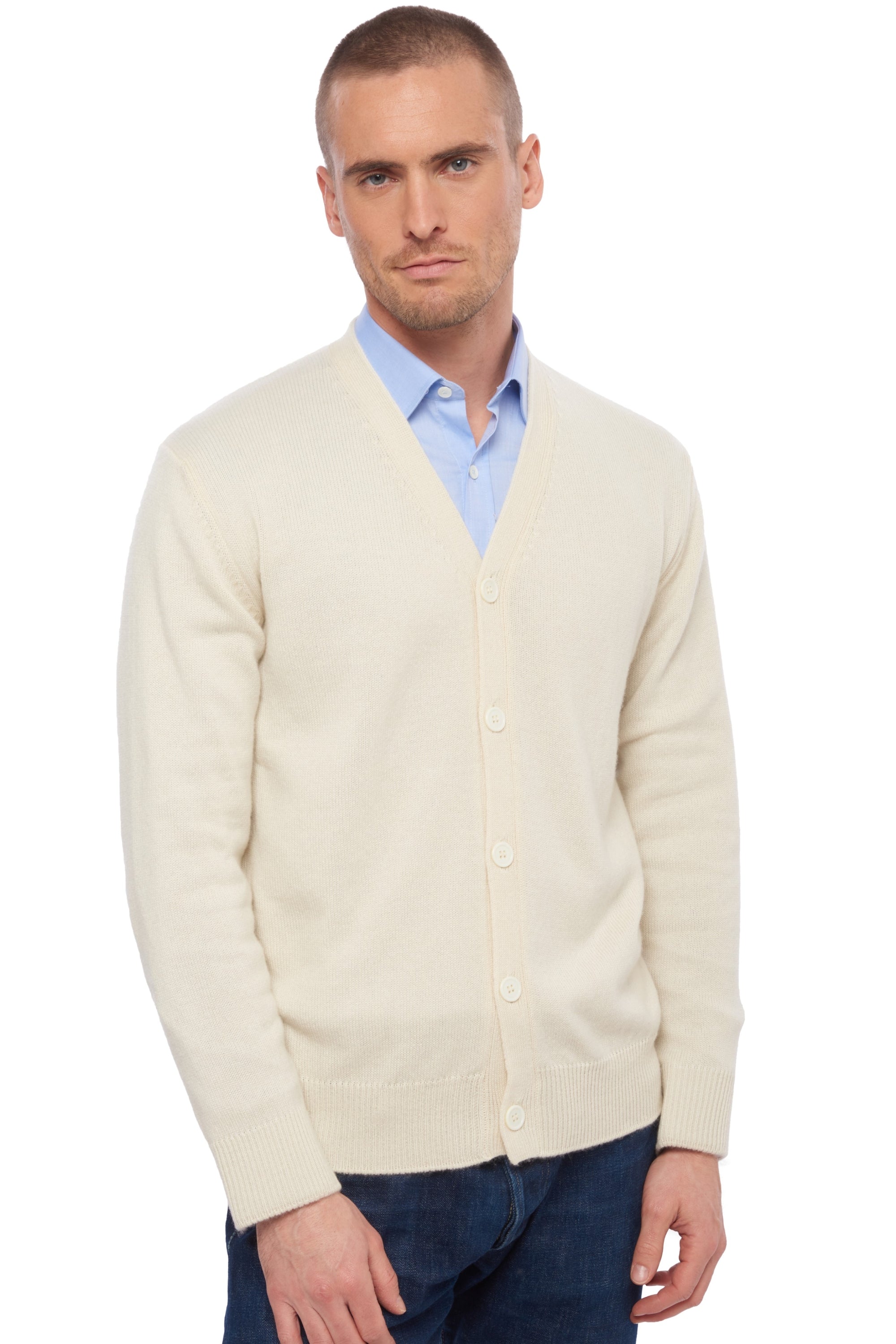 Leon men's cashmere jumper - ecru - Mahogany