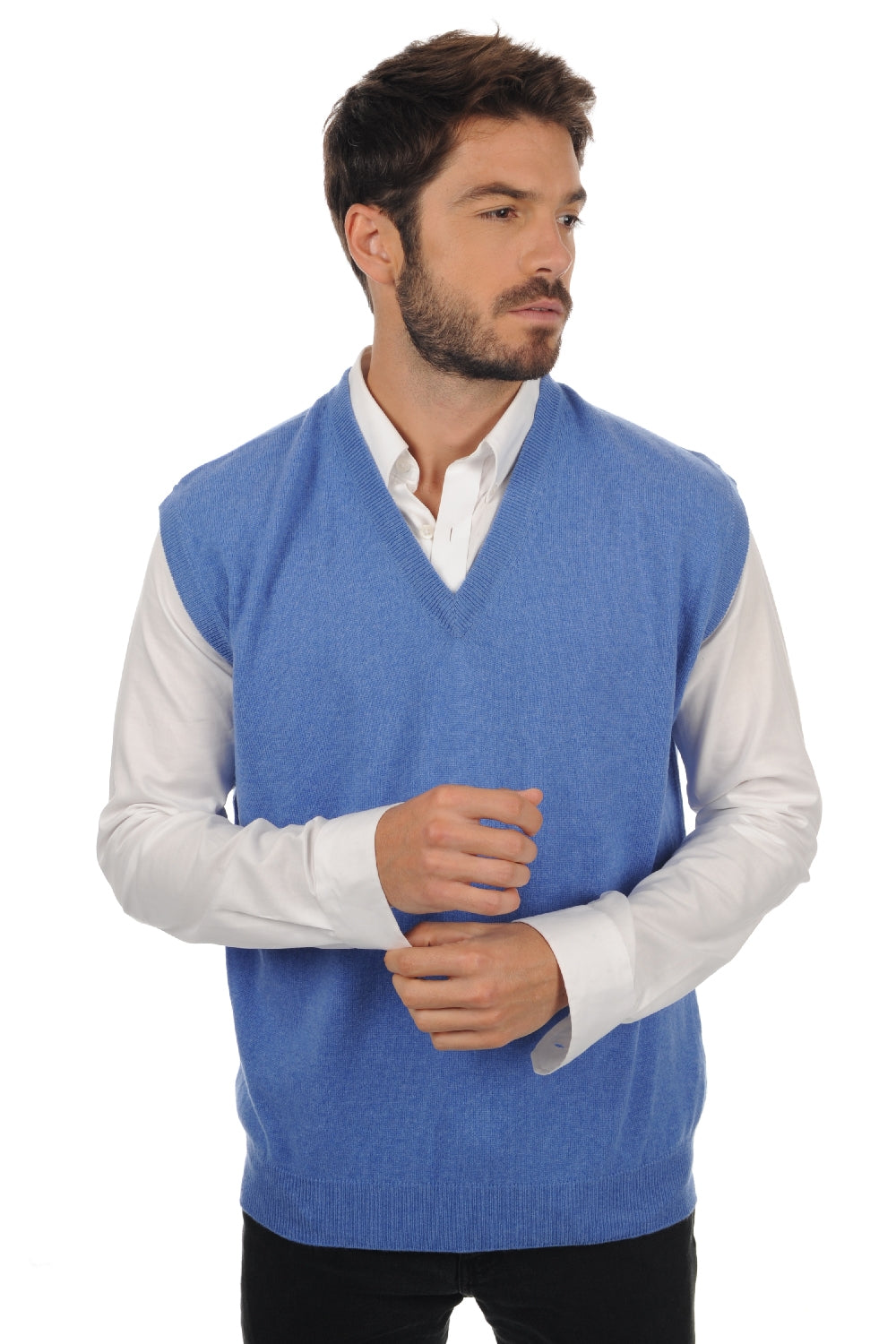 Balthazar cashmere jumper for men - blue marl - Mahogany