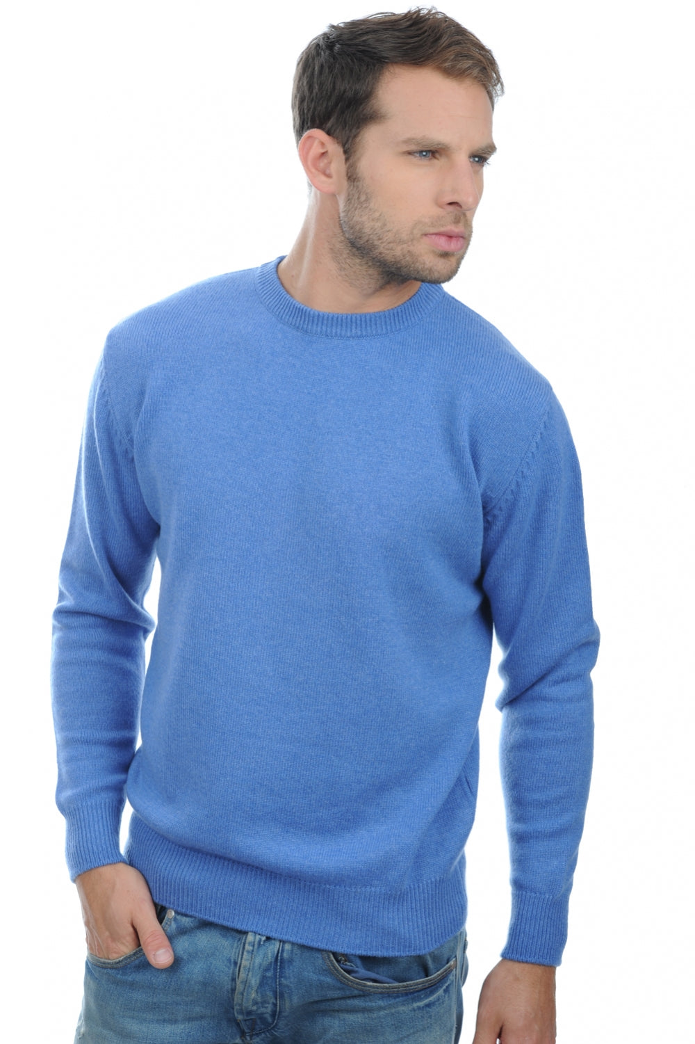 Nestor 4F men's cashmere jumper - marl blue - Mahogany